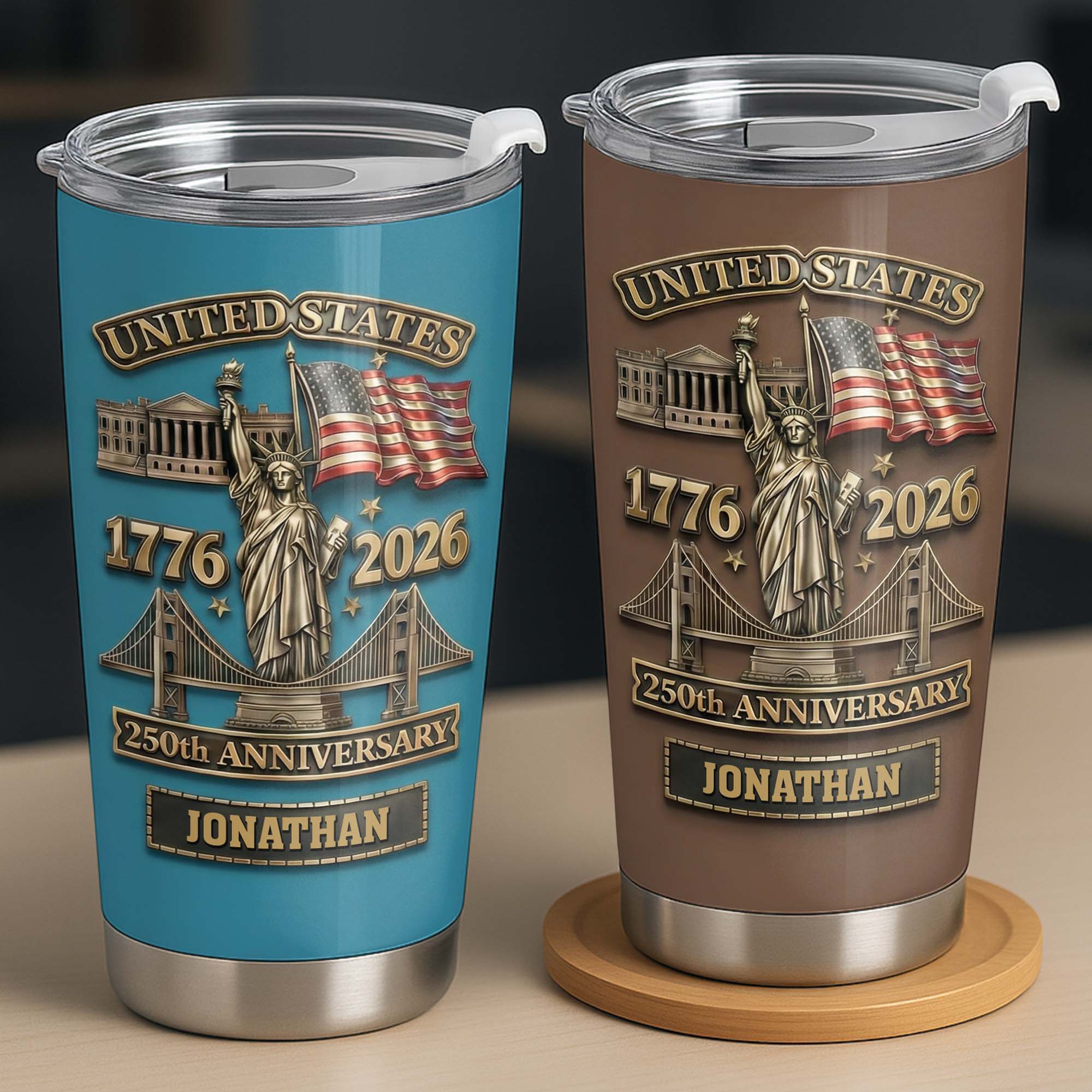United States 250th Anniversary With Statue Of Liberty And US Flag - Personalized Custom Stainless Steel Tumbler 20oz 30oz - INDE053_TB - Image 10