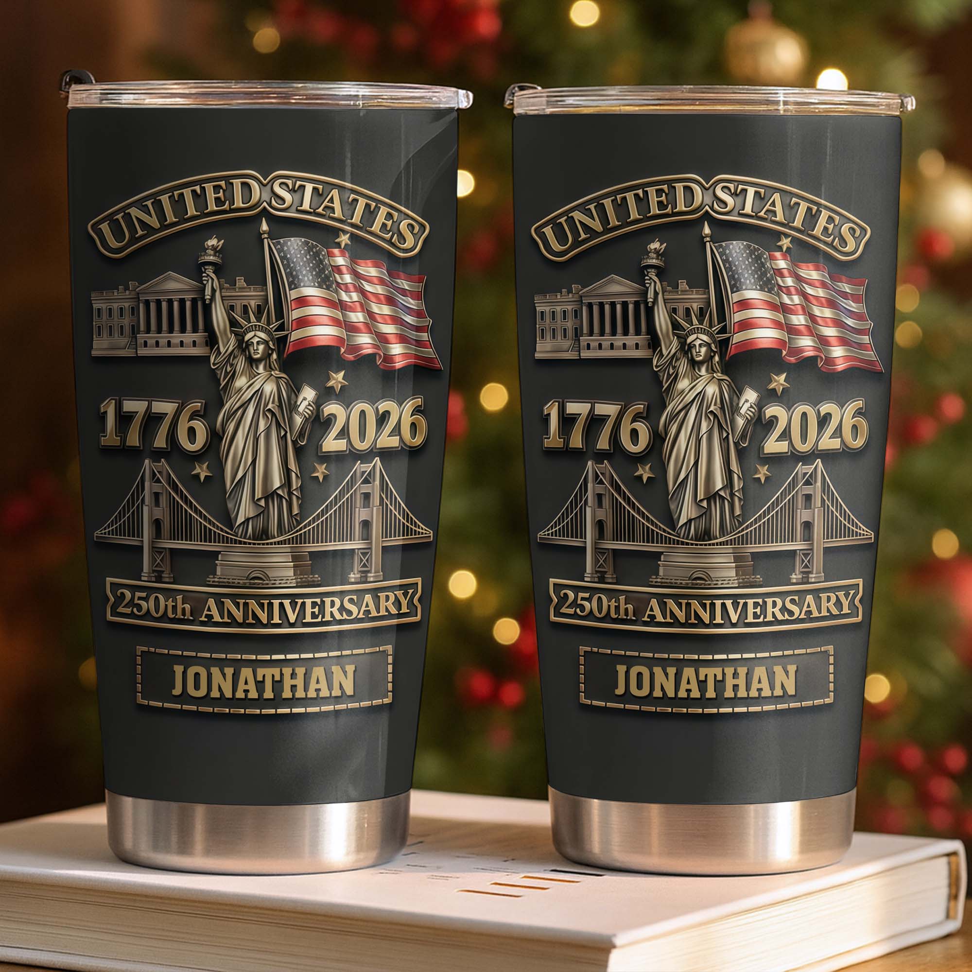 United States 250th Anniversary With Statue Of Liberty And US Flag - Personalized Custom Stainless Steel Tumbler 20oz 30oz - INDE053_TB - Image 4