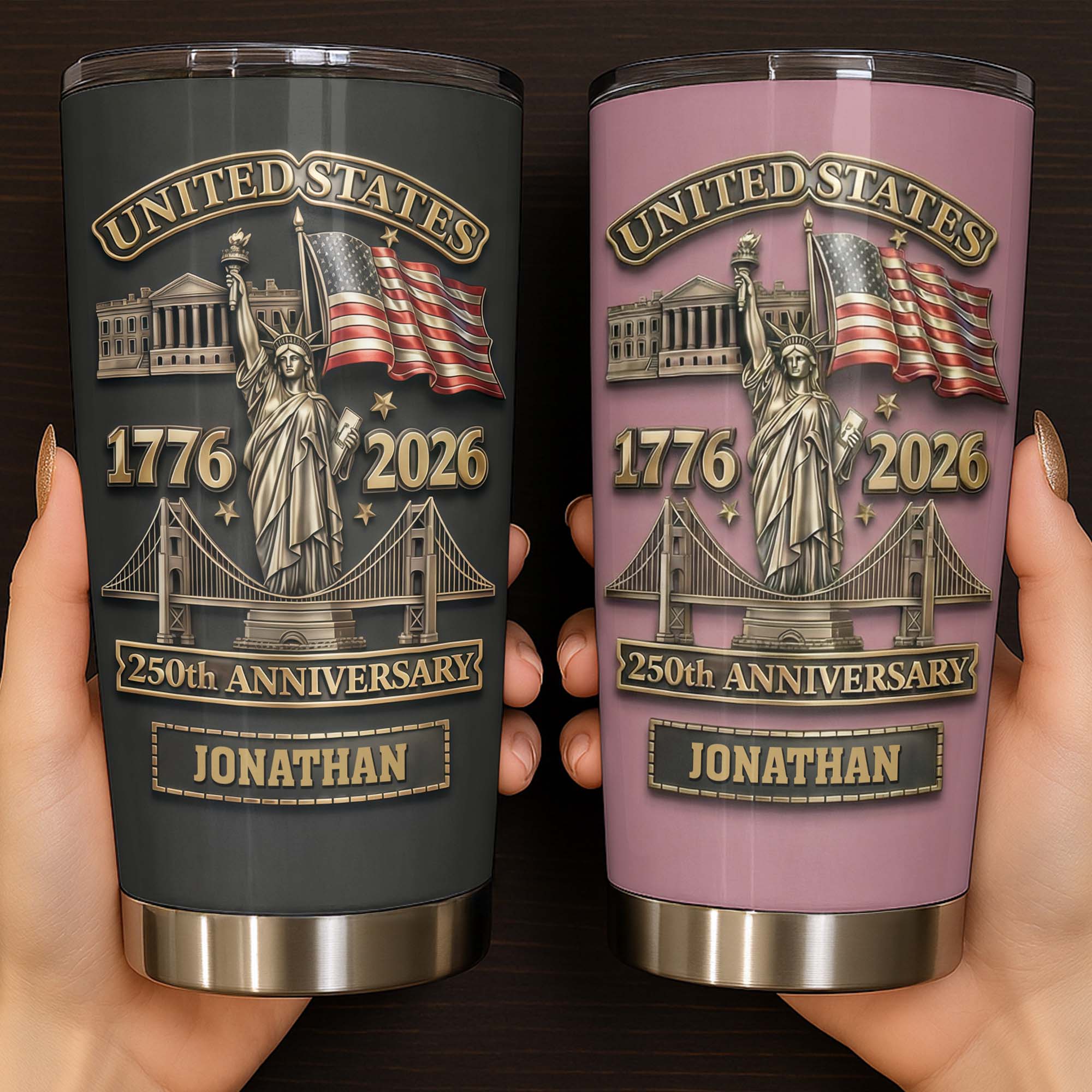 United States 250th Anniversary With Statue Of Liberty And US Flag - Personalized Custom Stainless Steel Tumbler 20oz 30oz - INDE053_TB - Image 5
