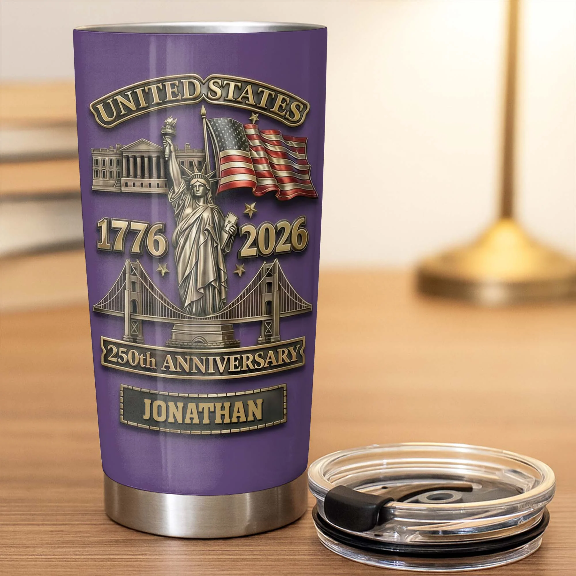United States 250th Anniversary With Statue Of Liberty And US Flag - Personalized Custom Stainless Steel Tumbler 20oz 30oz - INDE053_TB - Image 6