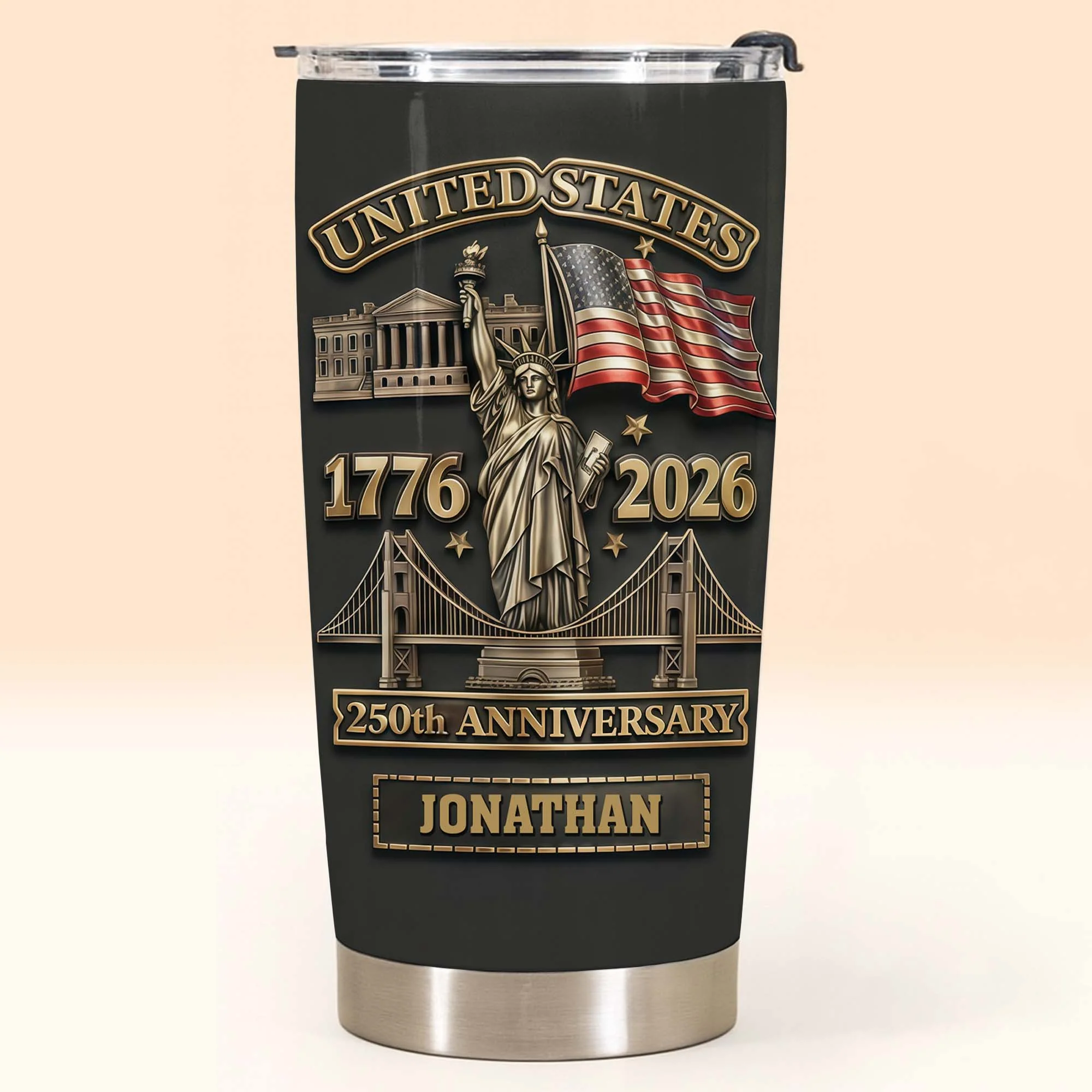 United States 250th Anniversary With Statue Of Liberty And US Flag - Personalized Custom Stainless Steel Tumbler 20oz 30oz - INDE053_TB - Image 9