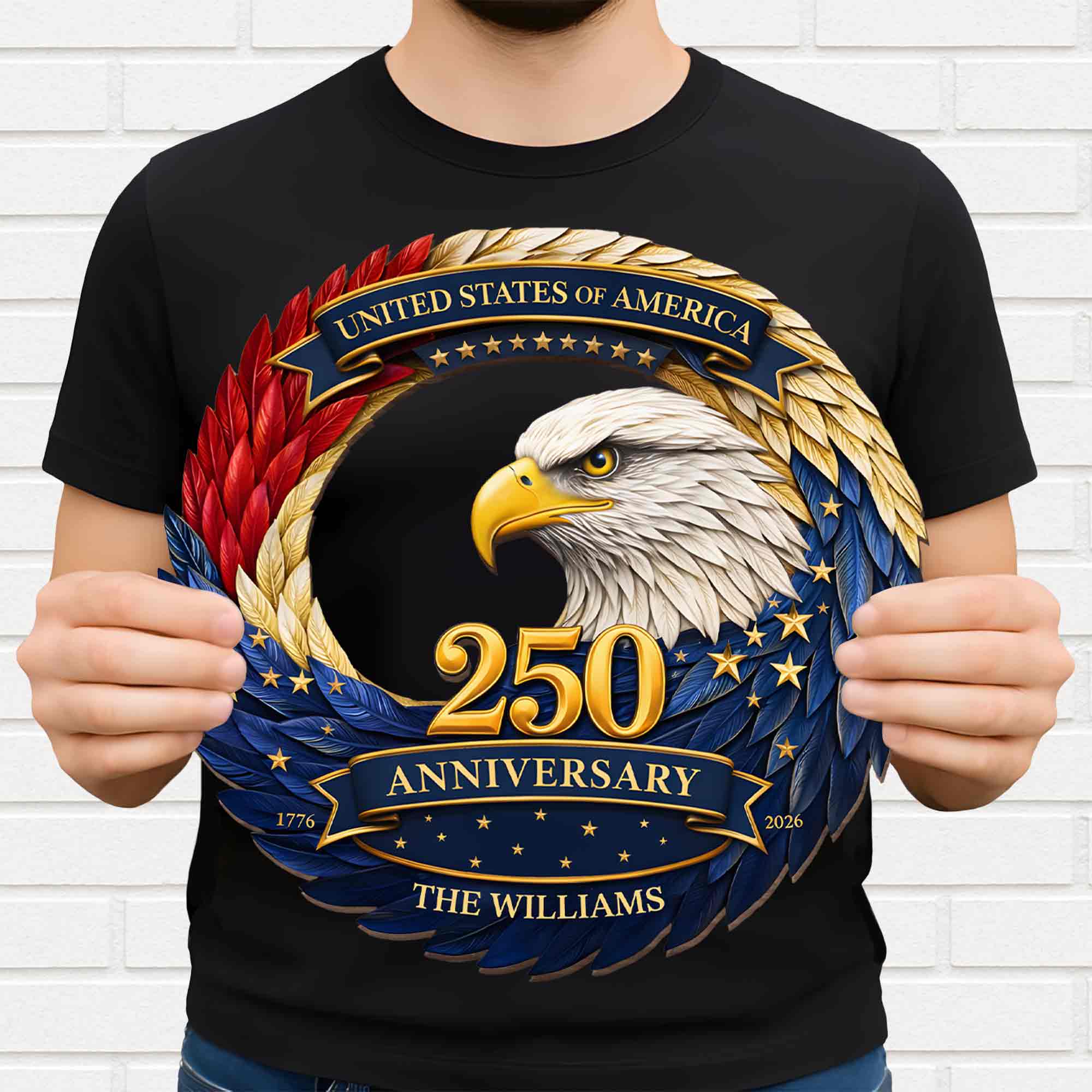 United States Of America 250 Anniversary Eagle Wings And Stars - Personalized Custom Shaped Wood Sign - INDE073_WSIGN - Image 3