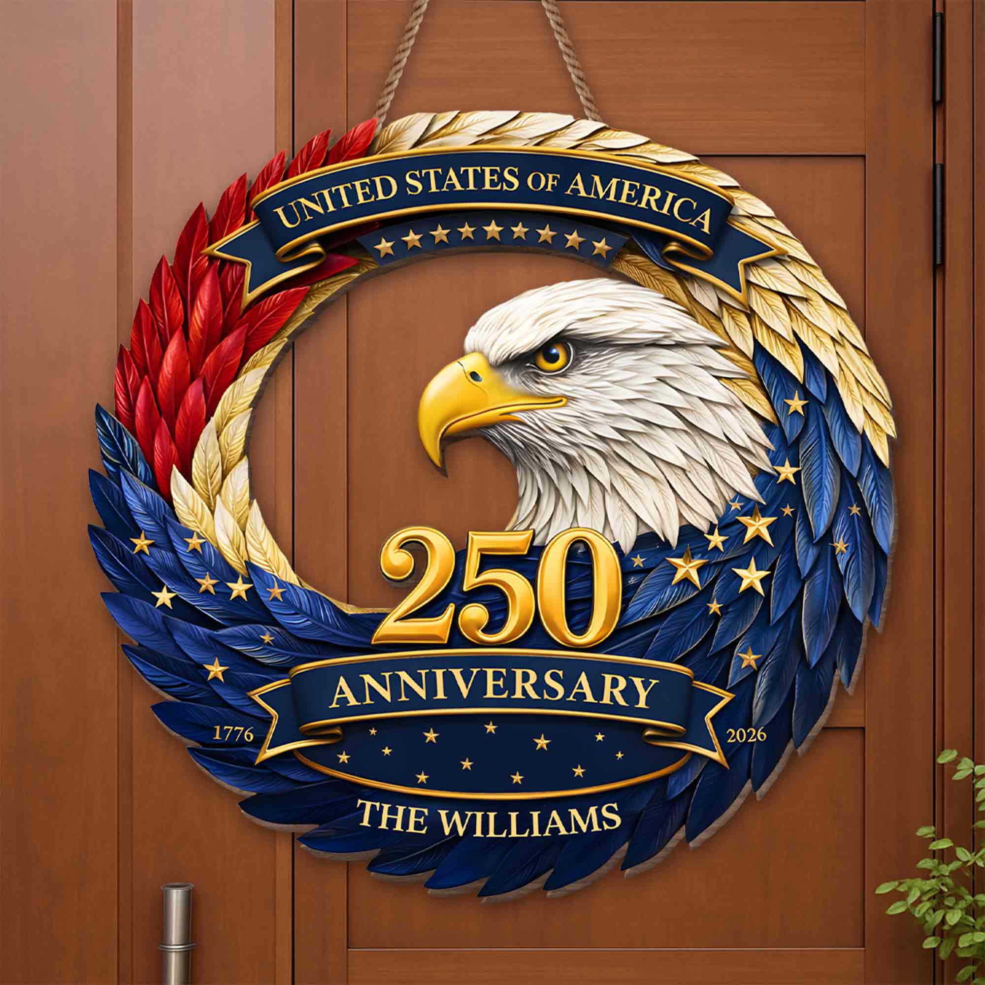 United States Of America 250 Anniversary Eagle Wings And Stars - Personalized Custom Shaped Wood Sign - INDE073_WSIGN - Image 4