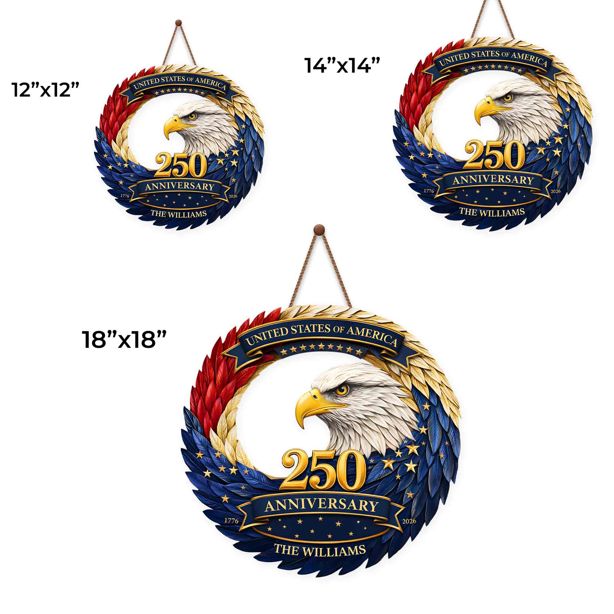United States Of America 250 Anniversary Eagle Wings And Stars - Personalized Custom Shaped Wood Sign - INDE073_WSIGN - Image 6