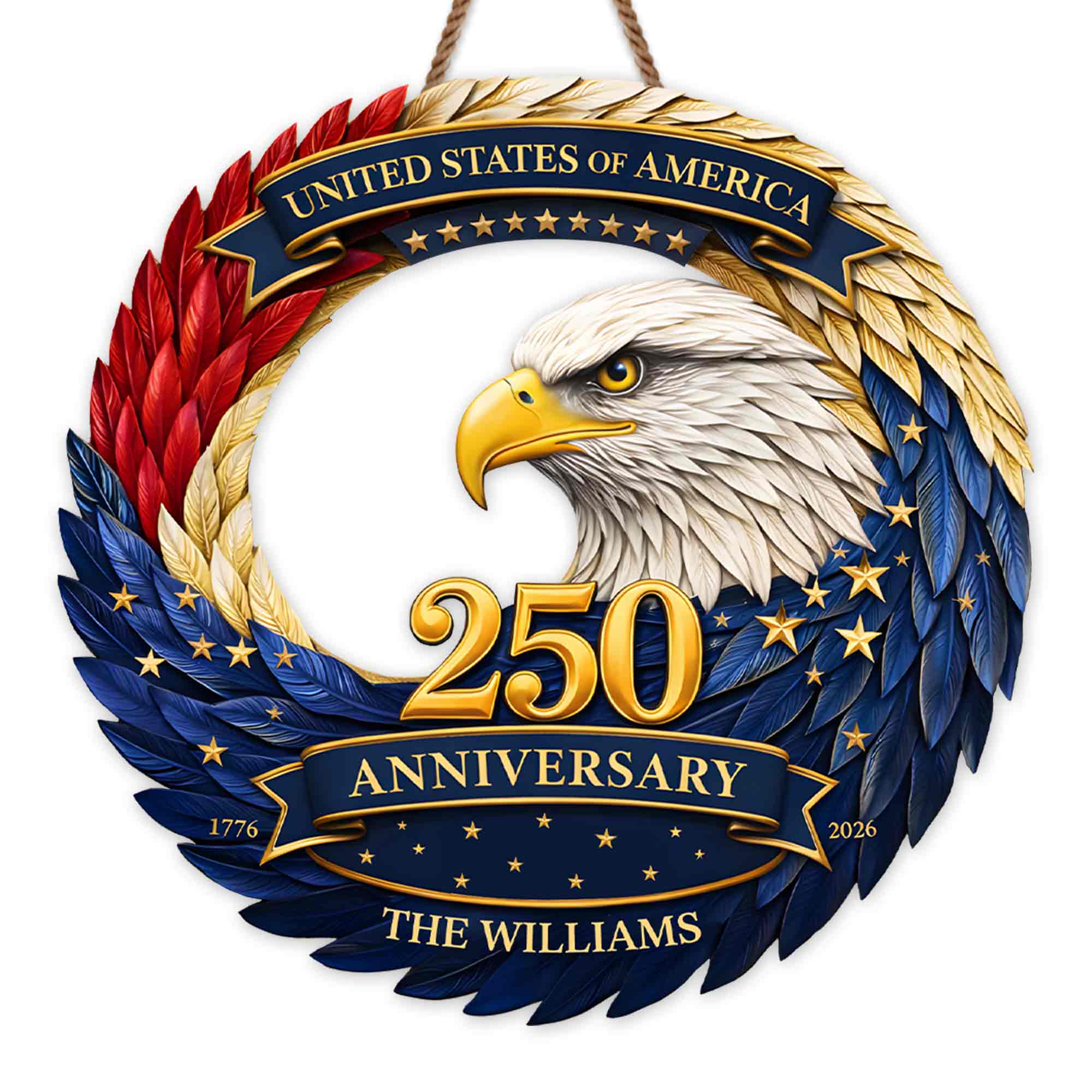 United States Of America 250 Anniversary Eagle Wings And Stars - Personalized Custom Shaped Wood Sign - INDE073_WSIGN - Image 7
