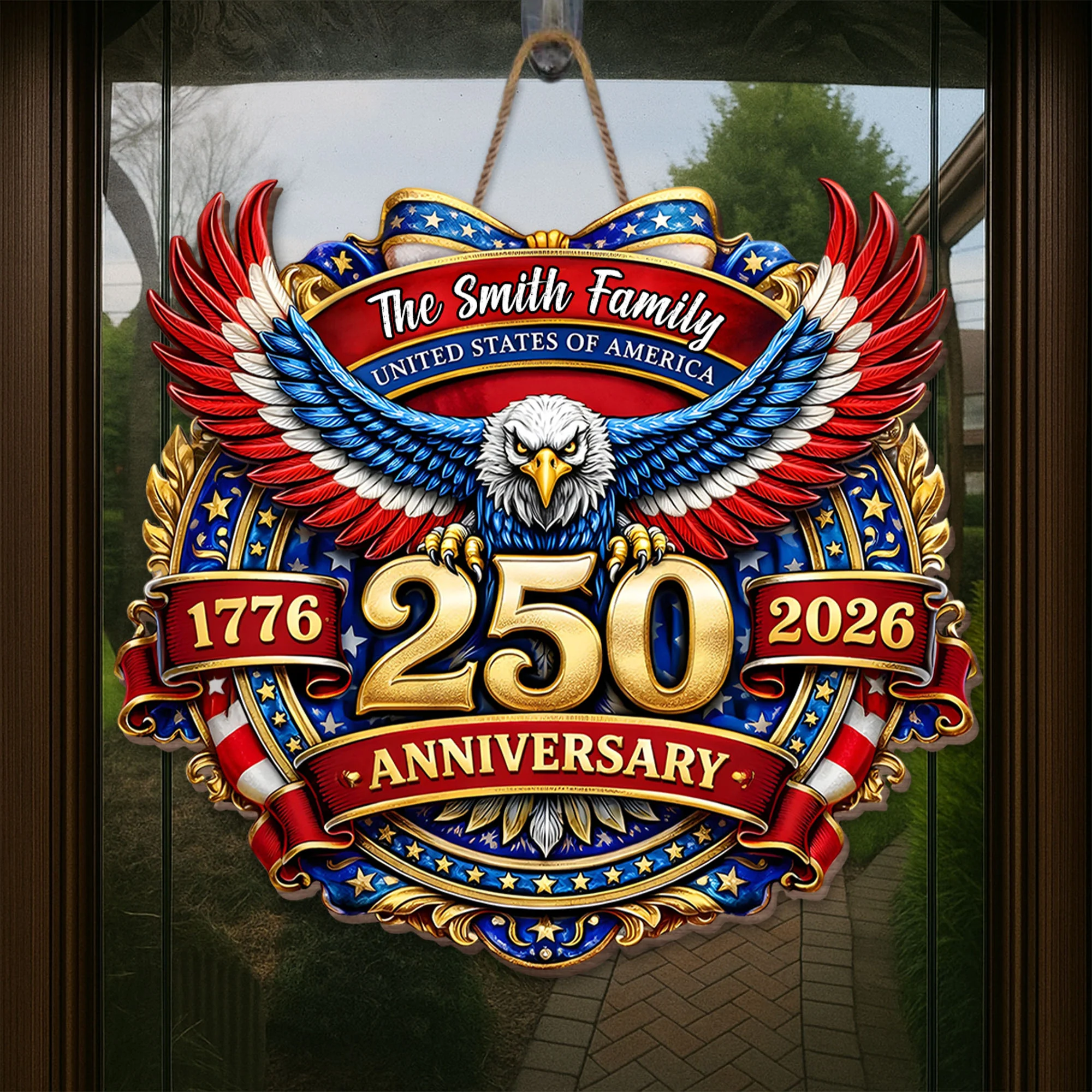 United States Of America 250 Anniversary Patriotic Bald Eagle And Stars - Personalized Custom Shaped Wood Sign - INDE072_WSIGN - Image 5