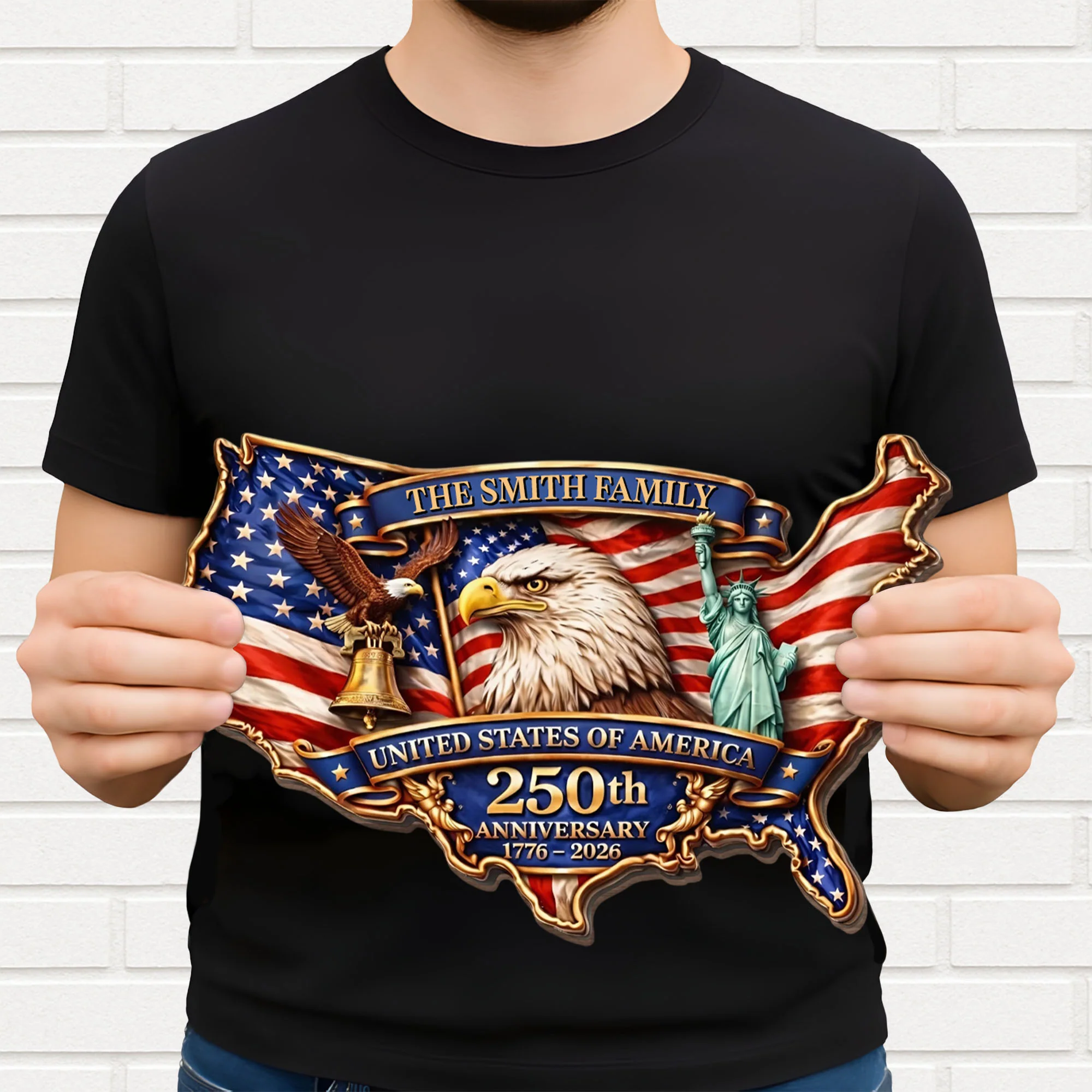 United States Of America 250th Anniversary Bald Eagle And Liberty Bell - Personalized Custom Shaped Wood Sign - INDE077_WSIGN - Image 3