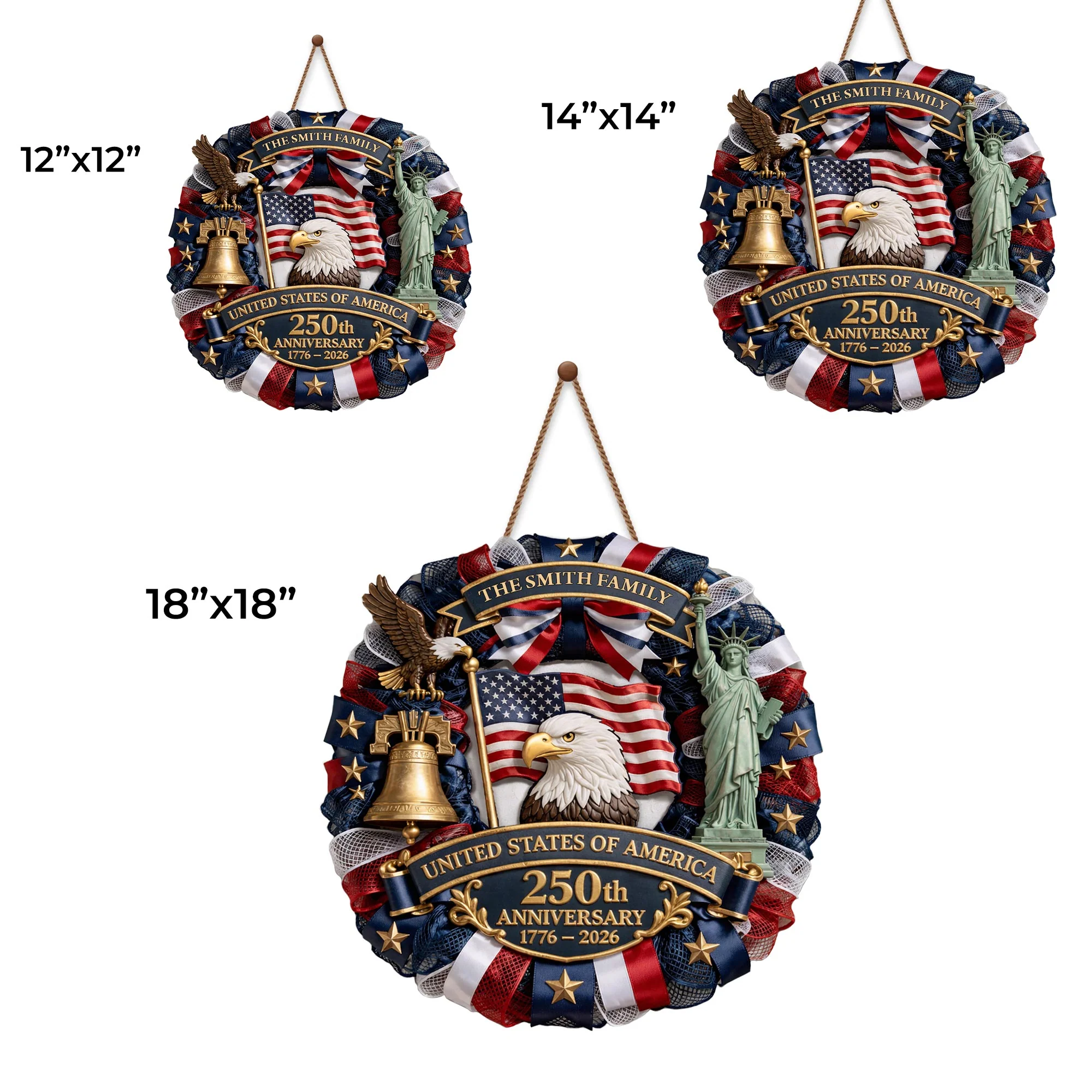 United States Of America 250th Anniversary Eagle Flag Liberty Bell Statue - Personalized Custom Shaped Wood Sign - INDE067_WSIGN - Image 6