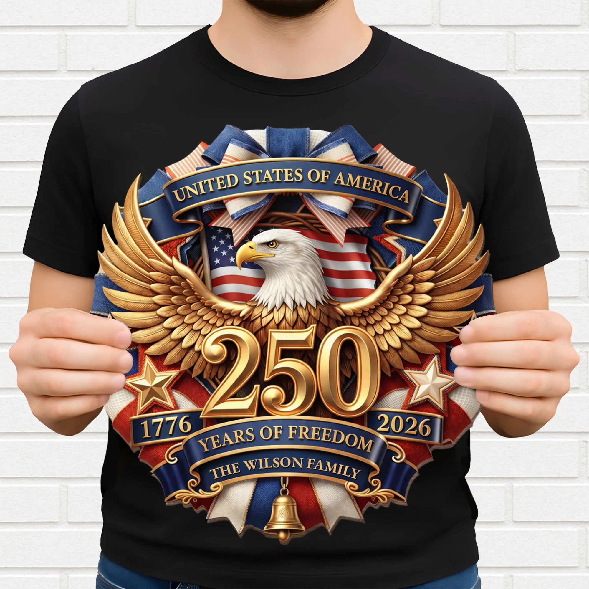 United States Of America Years Of Freedom Eagle And Flag Family Sign - Personalized Custom Shaped Wood Sign - INDE074_WSIGN - Image 3