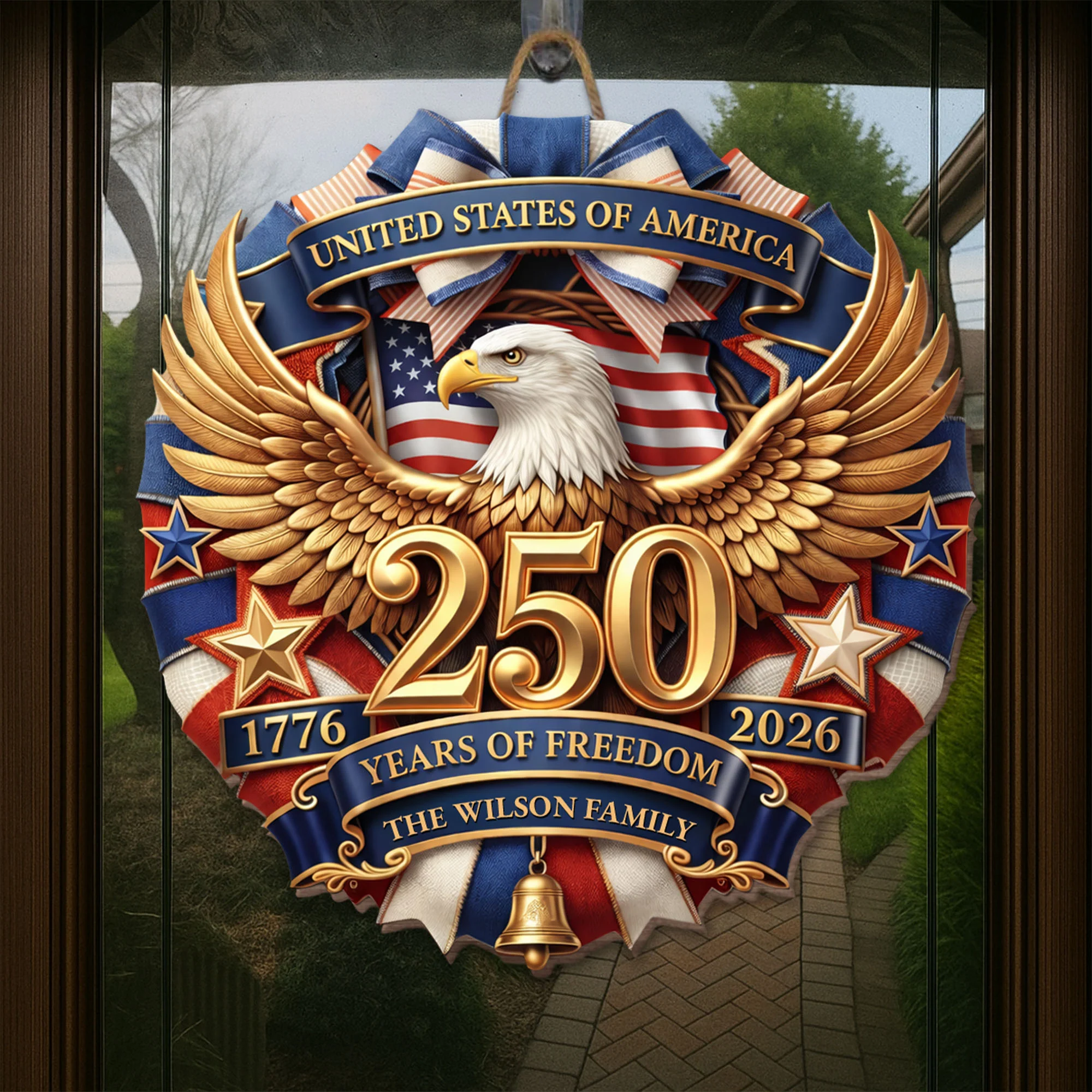 United States Of America Years Of Freedom Eagle And Flag Family Sign - Personalized Custom Shaped Wood Sign - INDE074_WSIGN - Image 5