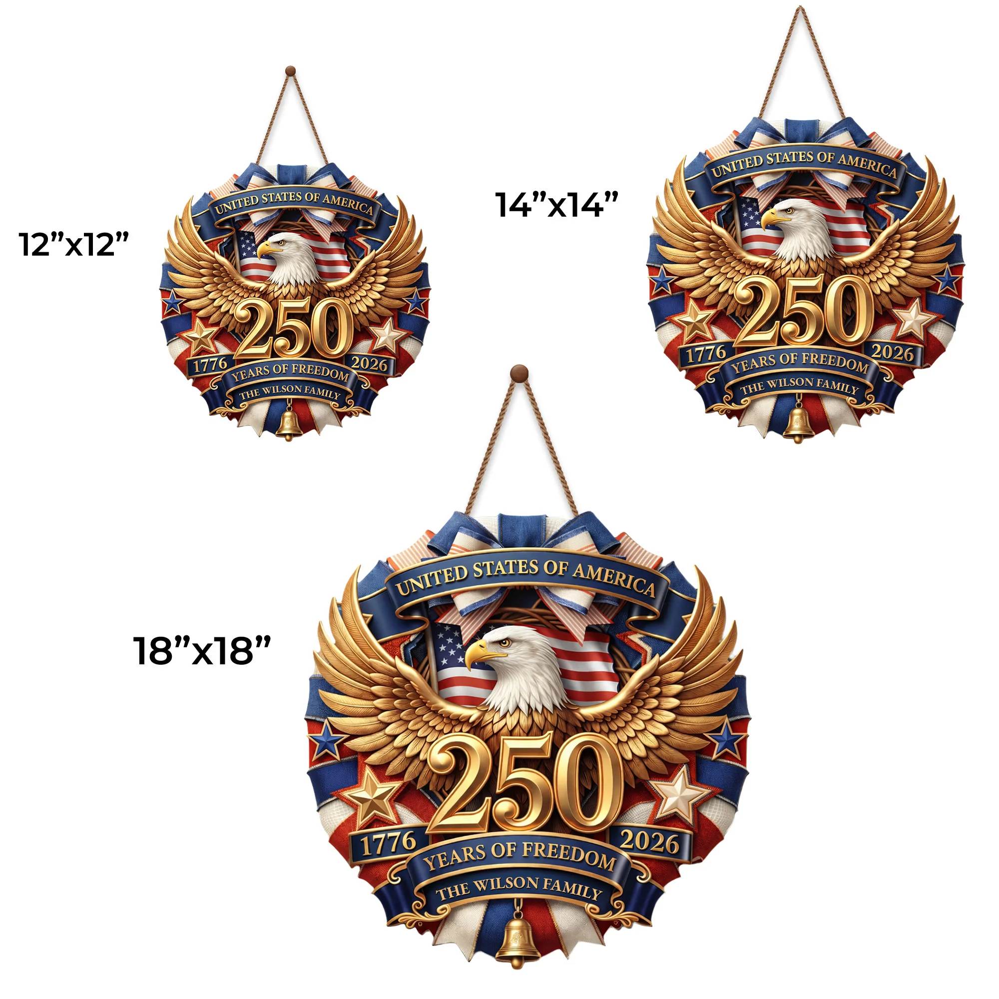 United States Of America Years Of Freedom Eagle And Flag Family Sign - Personalized Custom Shaped Wood Sign - INDE074_WSIGN - Image 6