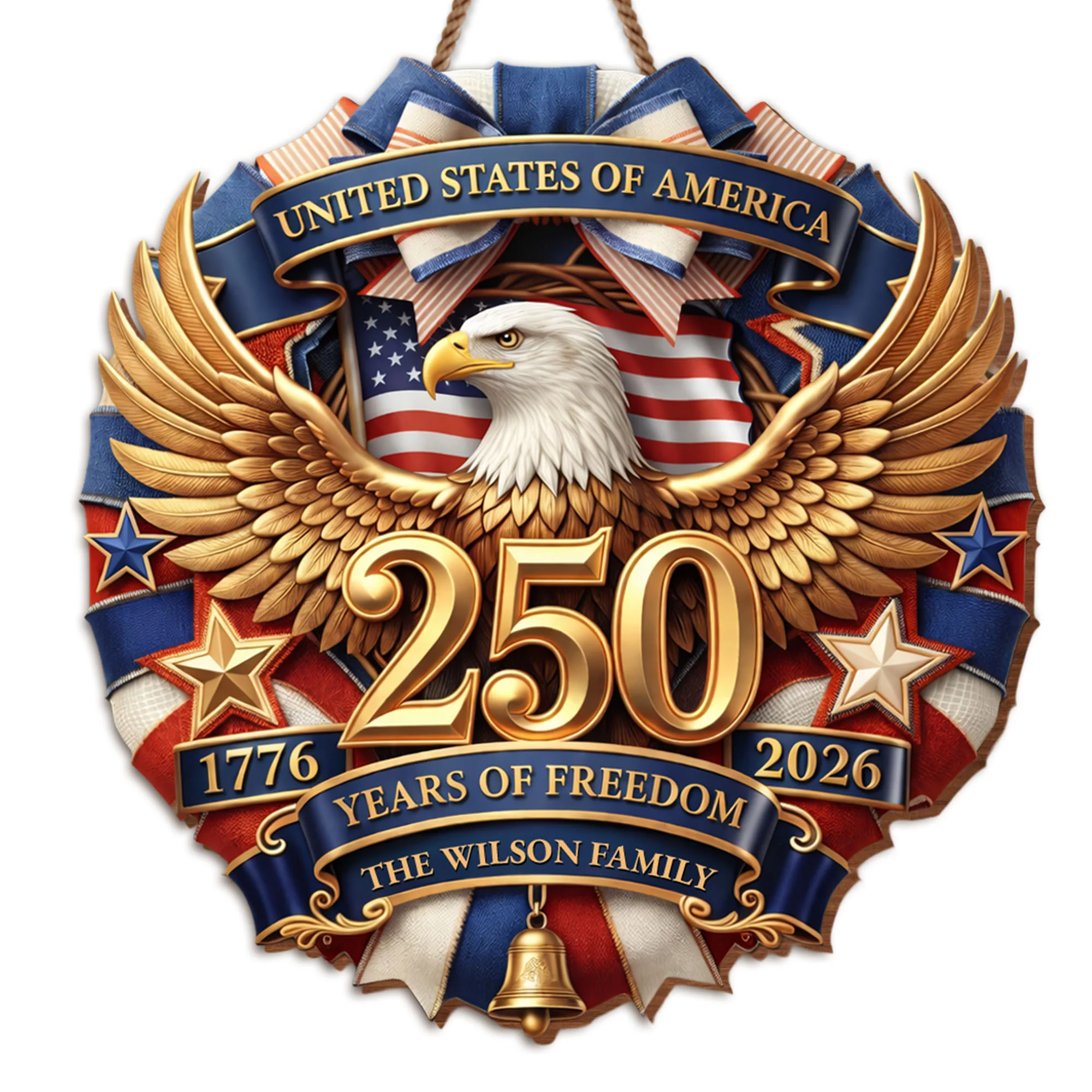 United States Of America Years Of Freedom Eagle And Flag Family Sign - Personalized Custom Shaped Wood Sign - INDE074_WSIGN - Image 7