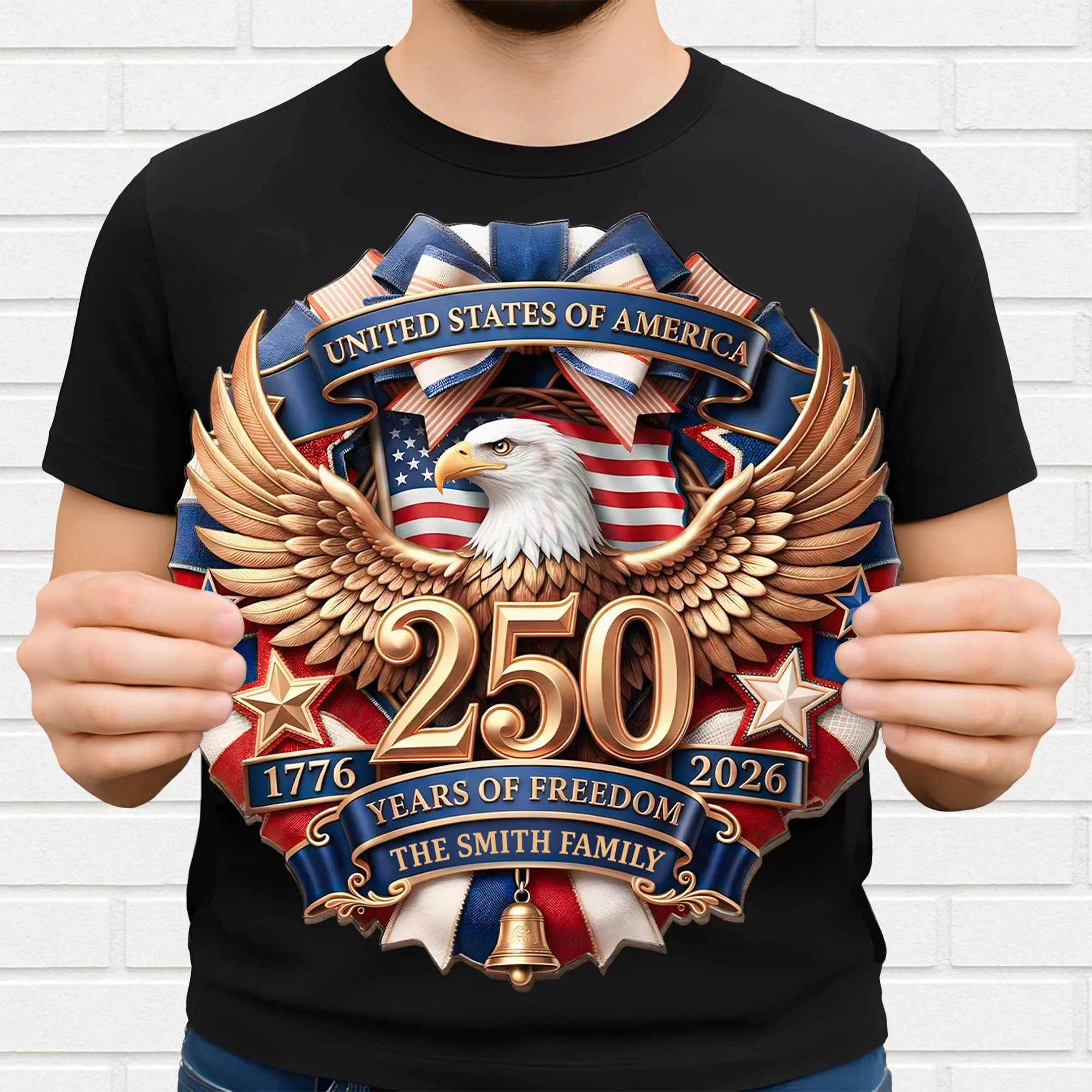 United States Of America Years Of Freedom Eagle With American Flag And Stars - Personalized Custom Shaped Wood Sign - INDE092_WSIGN - Image 3