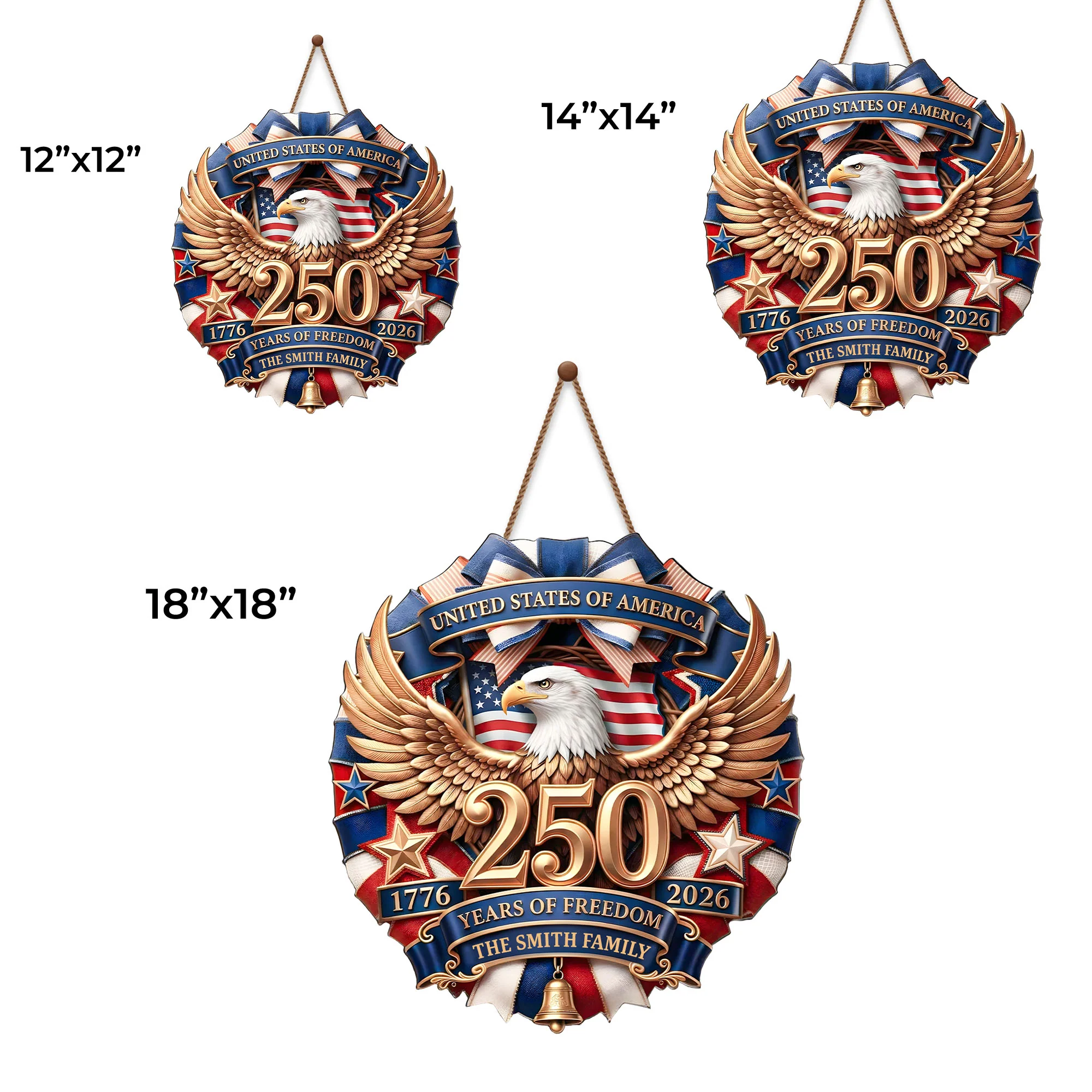 United States Of America Years Of Freedom Eagle With American Flag And Stars - Personalized Custom Shaped Wood Sign - INDE092_WSIGN - Image 6