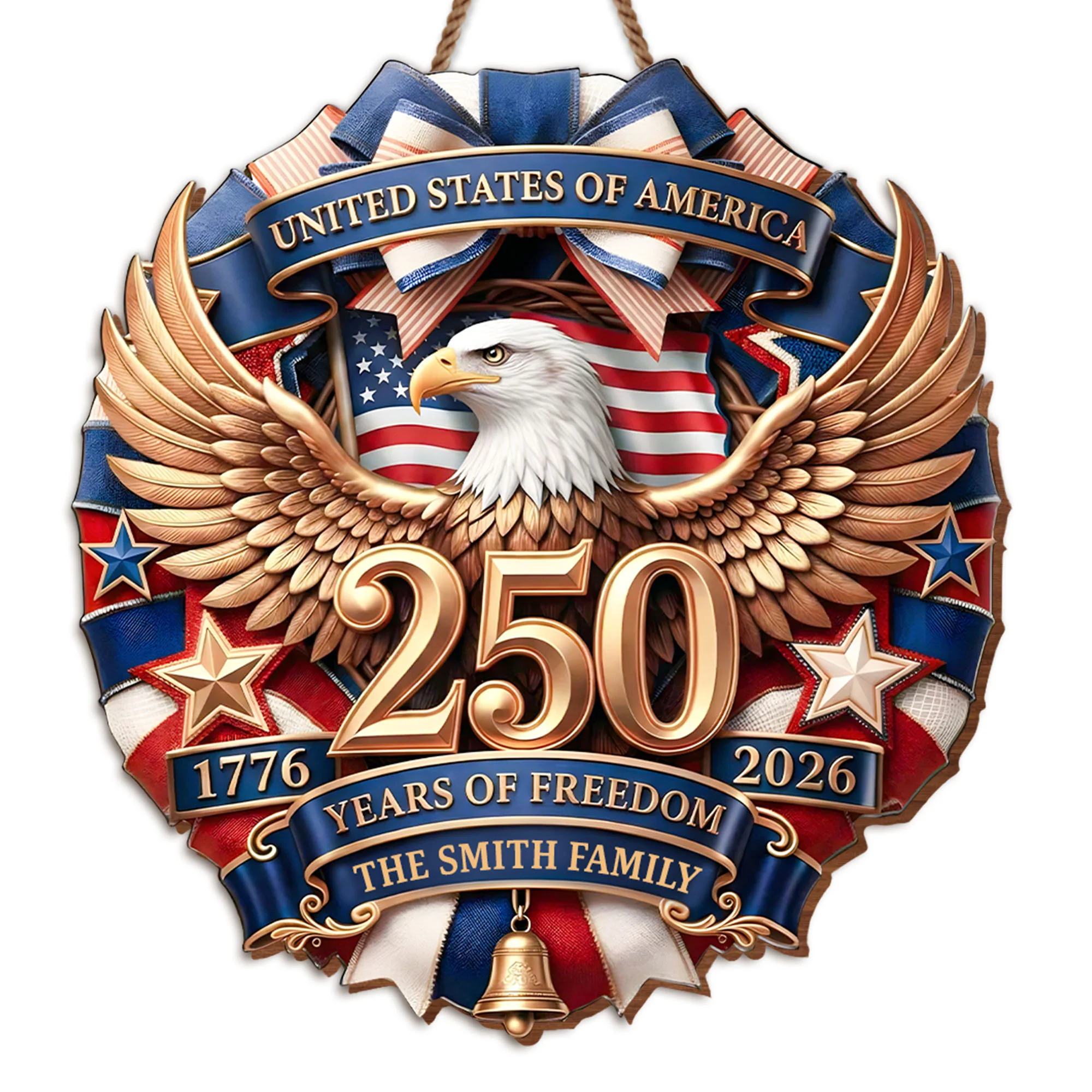 United States Of America Years Of Freedom Eagle With American Flag And Stars - Personalized Custom Shaped Wood Sign - INDE092_WSIGN - Image 7