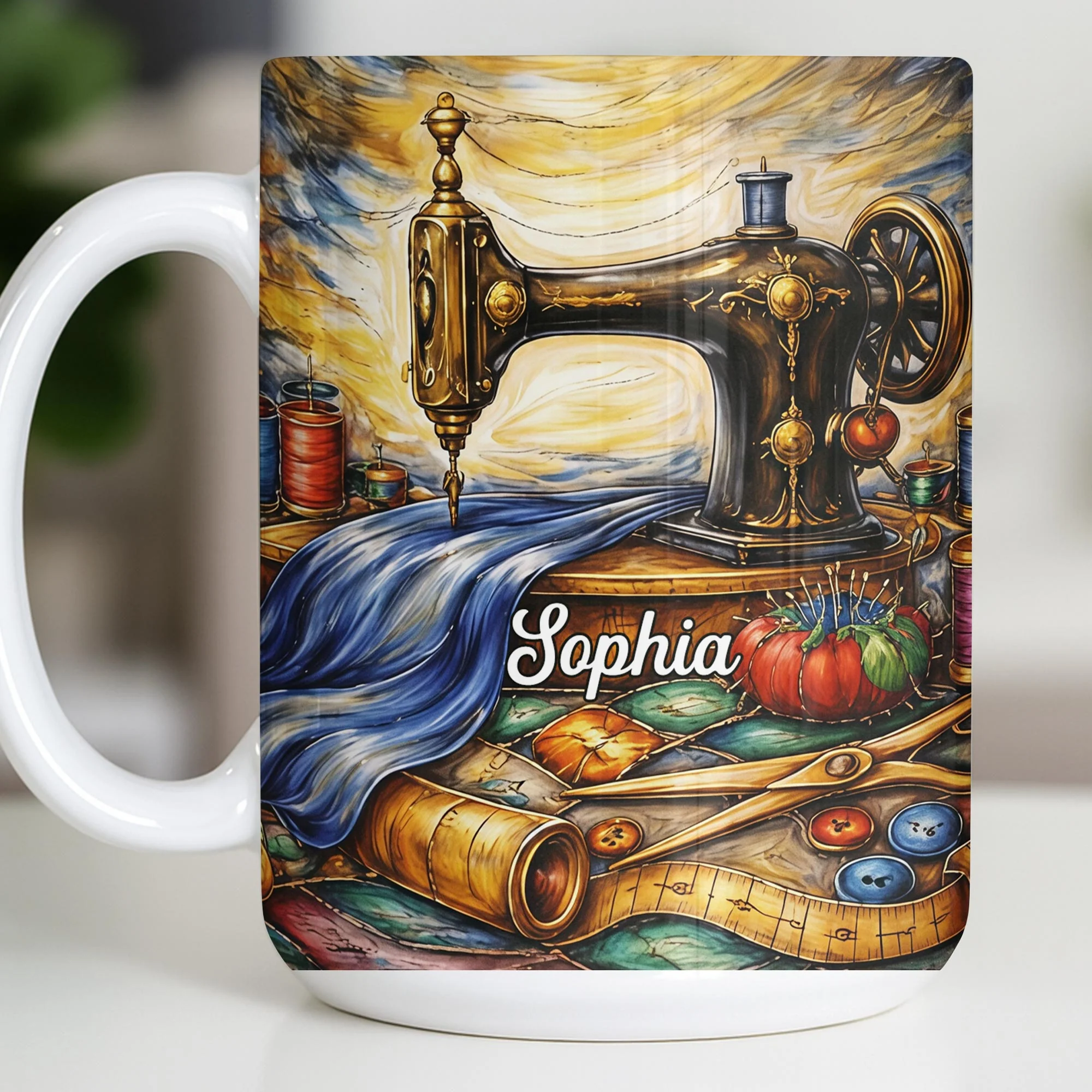 Vintage Sewing Machine and Tools Sewing Enthusiast Design - Personalized Custom Coffee Mug - JBS147_MG - Image 10