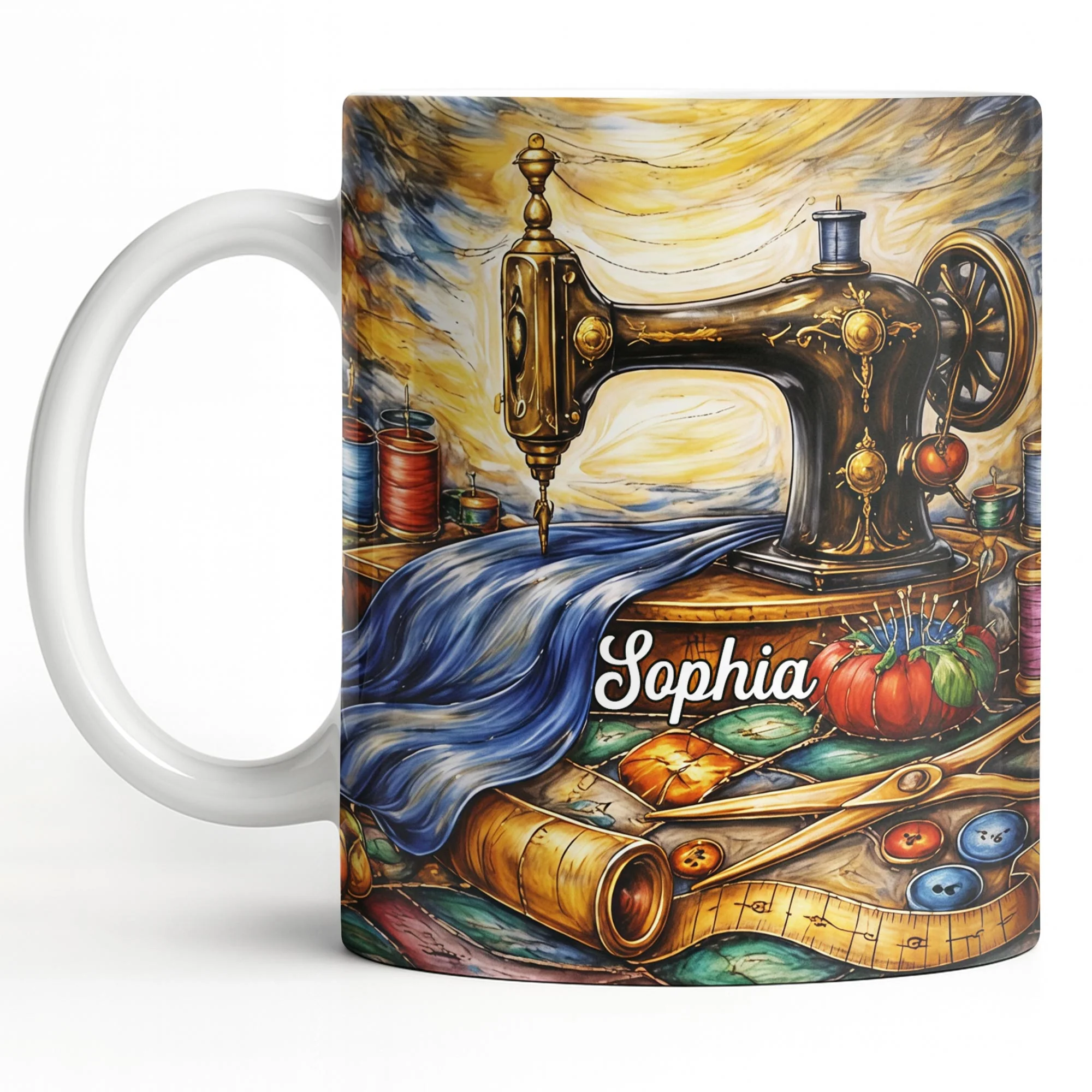 Vintage Sewing Machine and Tools Sewing Enthusiast Design - Personalized Custom Coffee Mug - JBS147_MG - Image 12