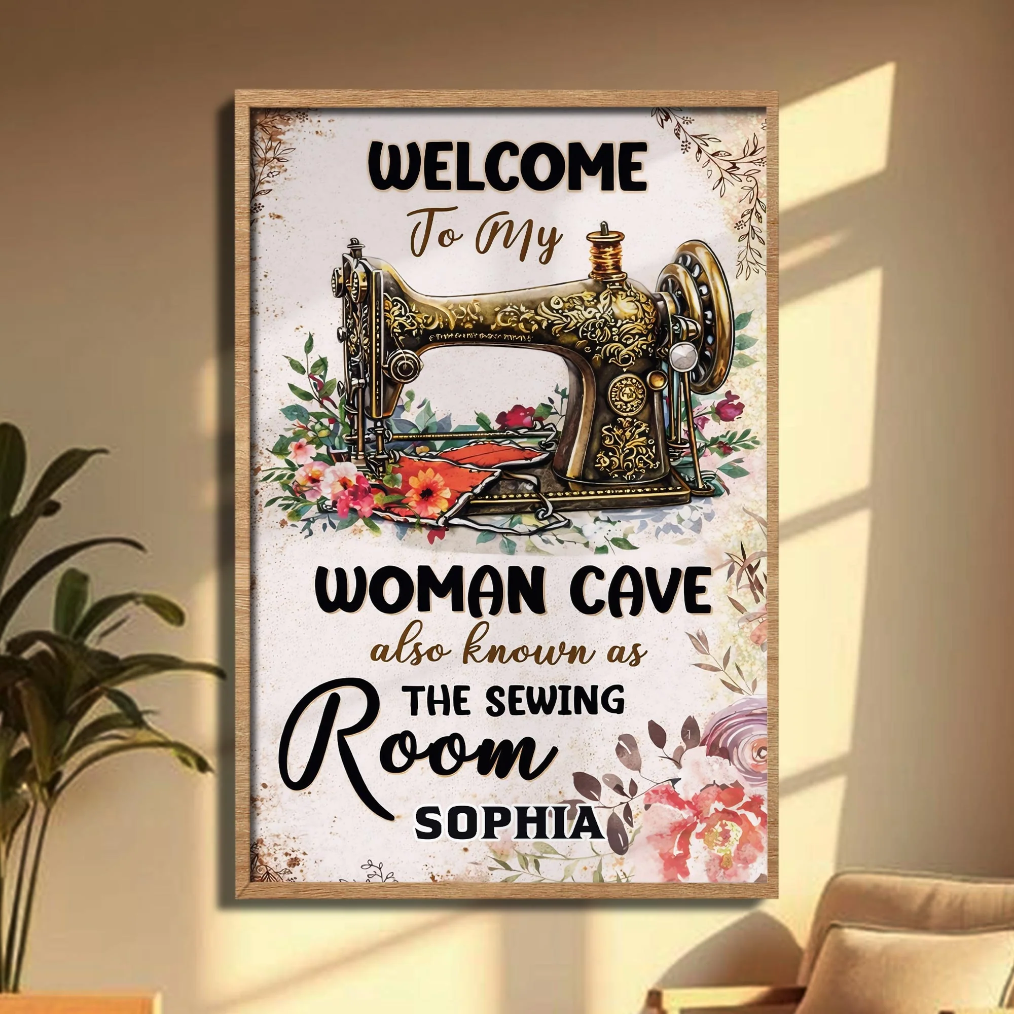 Welcome To My Woman Cave Also Known As The Sewing Room Floral Machine - Personalized Custom Vertical Poster - JBS117_VPOS - Image 4