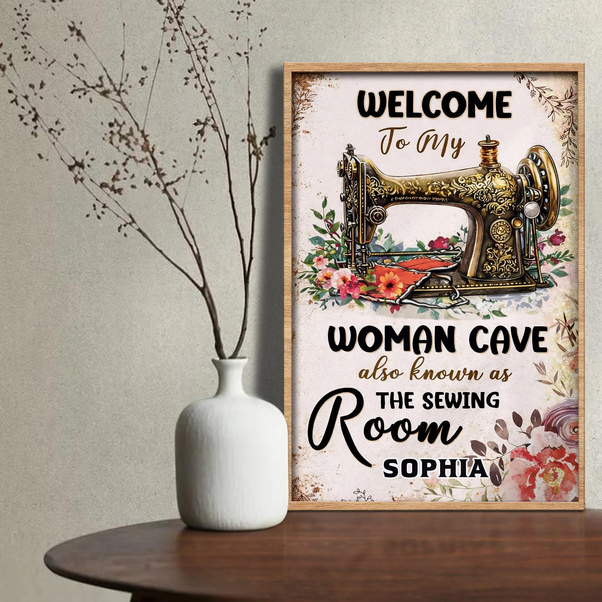 Welcome To My Woman Cave Also Known As The Sewing Room Floral Machine - Personalized Custom Vertical Poster - JBS117_VPOS - Image 5