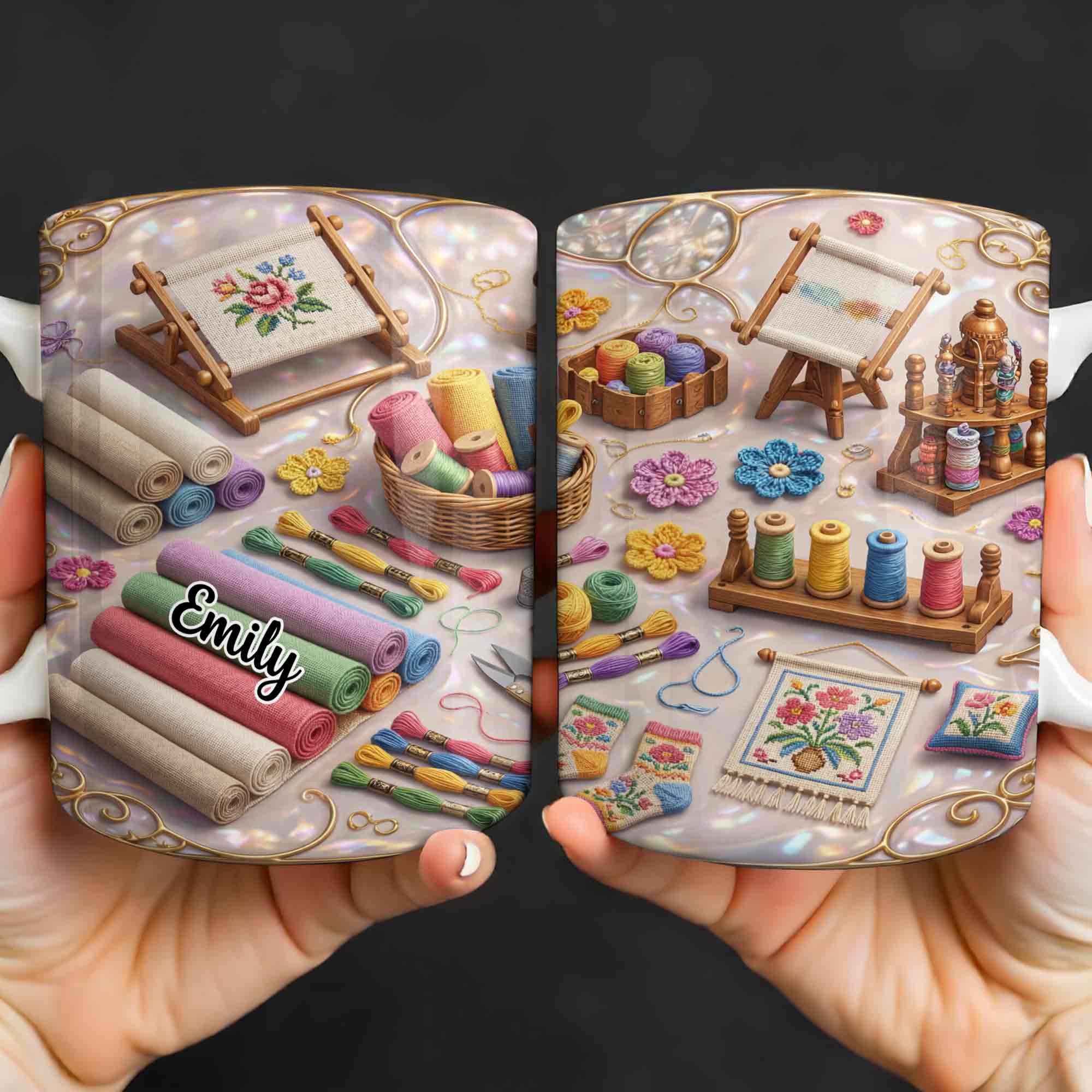 Where There Is A Needle And Thread Embroidery Kit Art With Colorful Flowers - Personalized Custom Coffee Mug - HAND044_MG