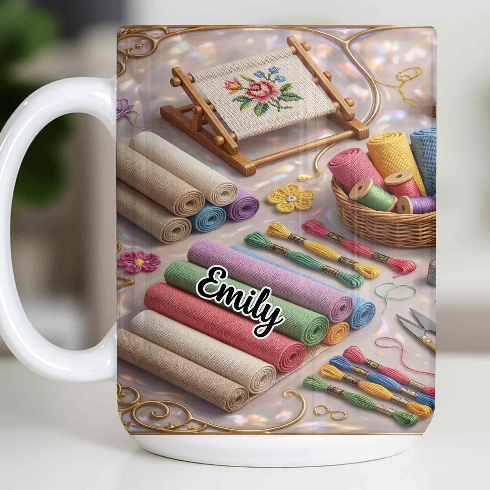 Where There Is A Needle And Thread Embroidery Kit Art With Colorful Flowers - Personalized Custom Coffee Mug - HAND044_MG - Image 10