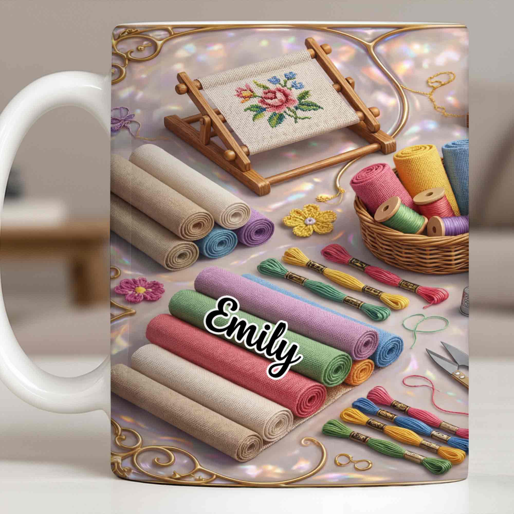 Where There Is A Needle And Thread Embroidery Kit Art With Colorful Flowers - Personalized Custom Coffee Mug - HAND044_MG - Image 11