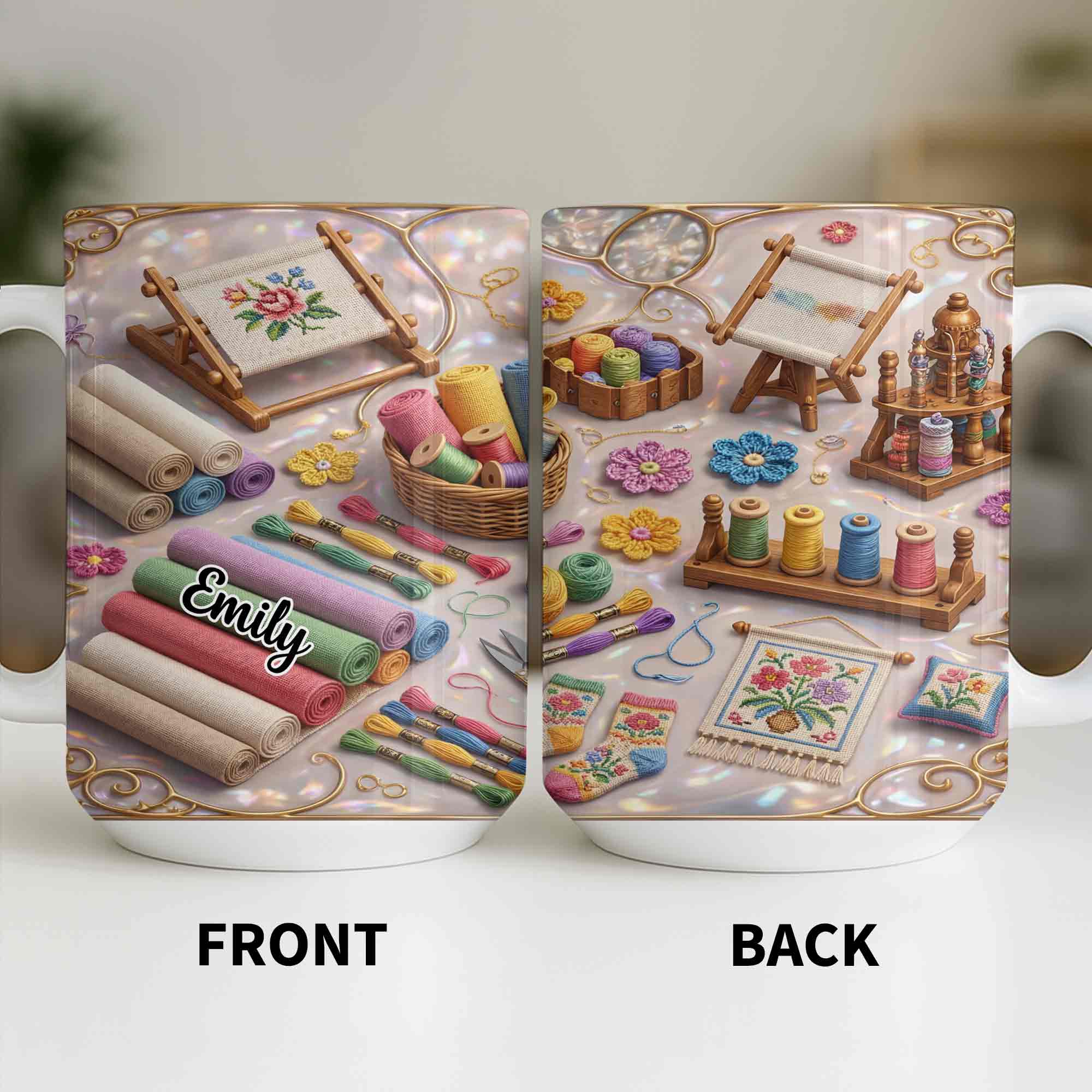 Where There Is A Needle And Thread Embroidery Kit Art With Colorful Flowers - Personalized Custom Coffee Mug - HAND044_MG - Image 13