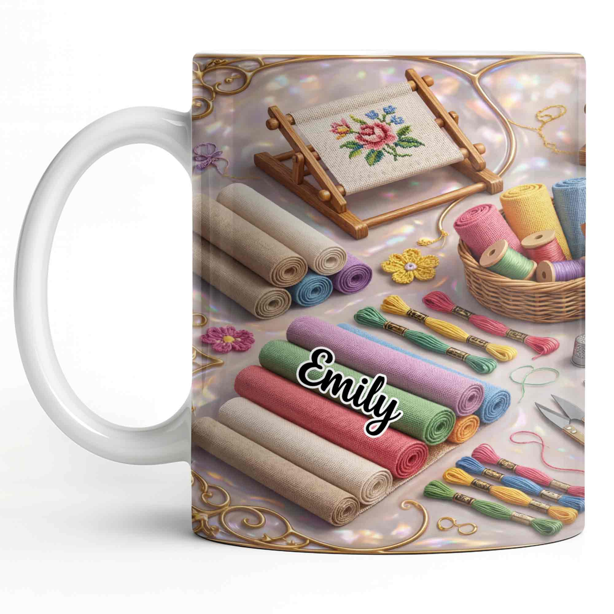 Where There Is A Needle And Thread Embroidery Kit Art With Colorful Flowers - Personalized Custom Coffee Mug - HAND044_MG - Image 14