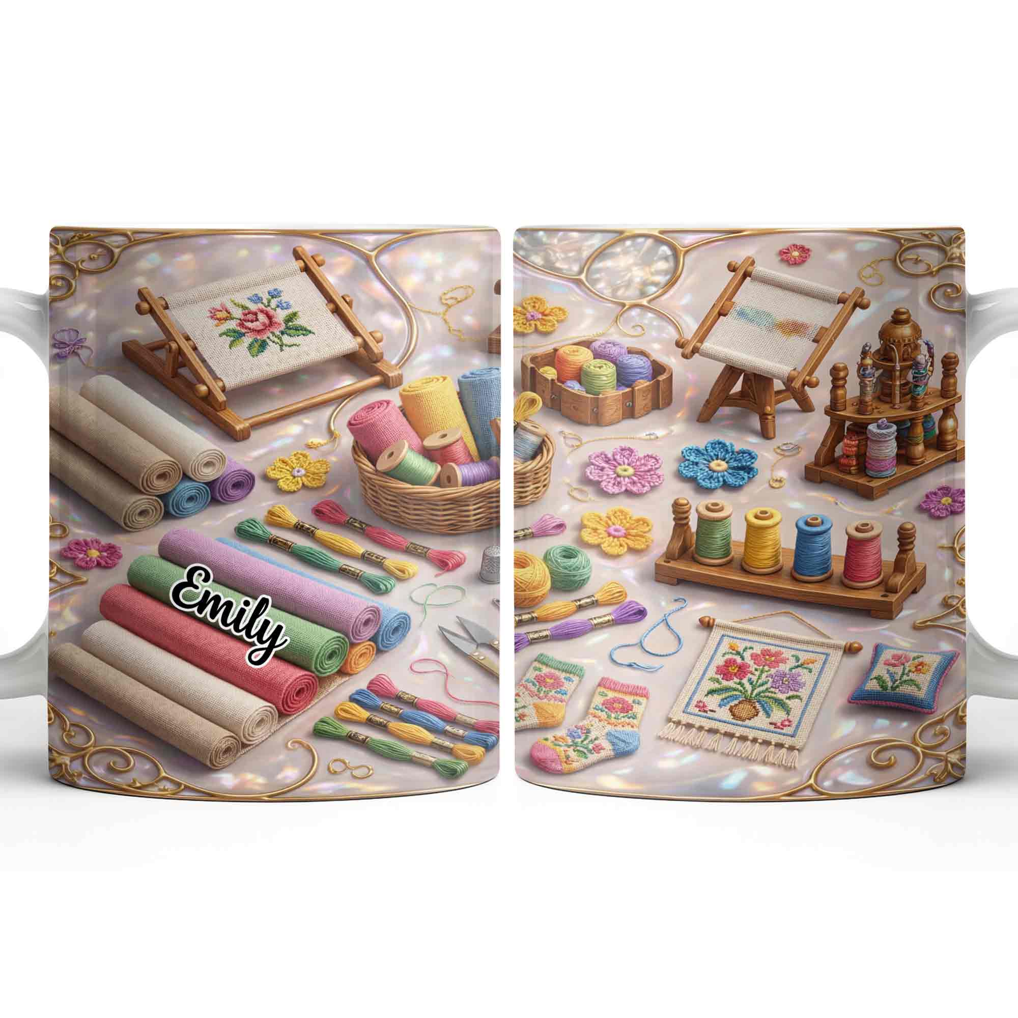 Where There Is A Needle And Thread Embroidery Kit Art With Colorful Flowers - Personalized Custom Coffee Mug - HAND044_MG - Image 15
