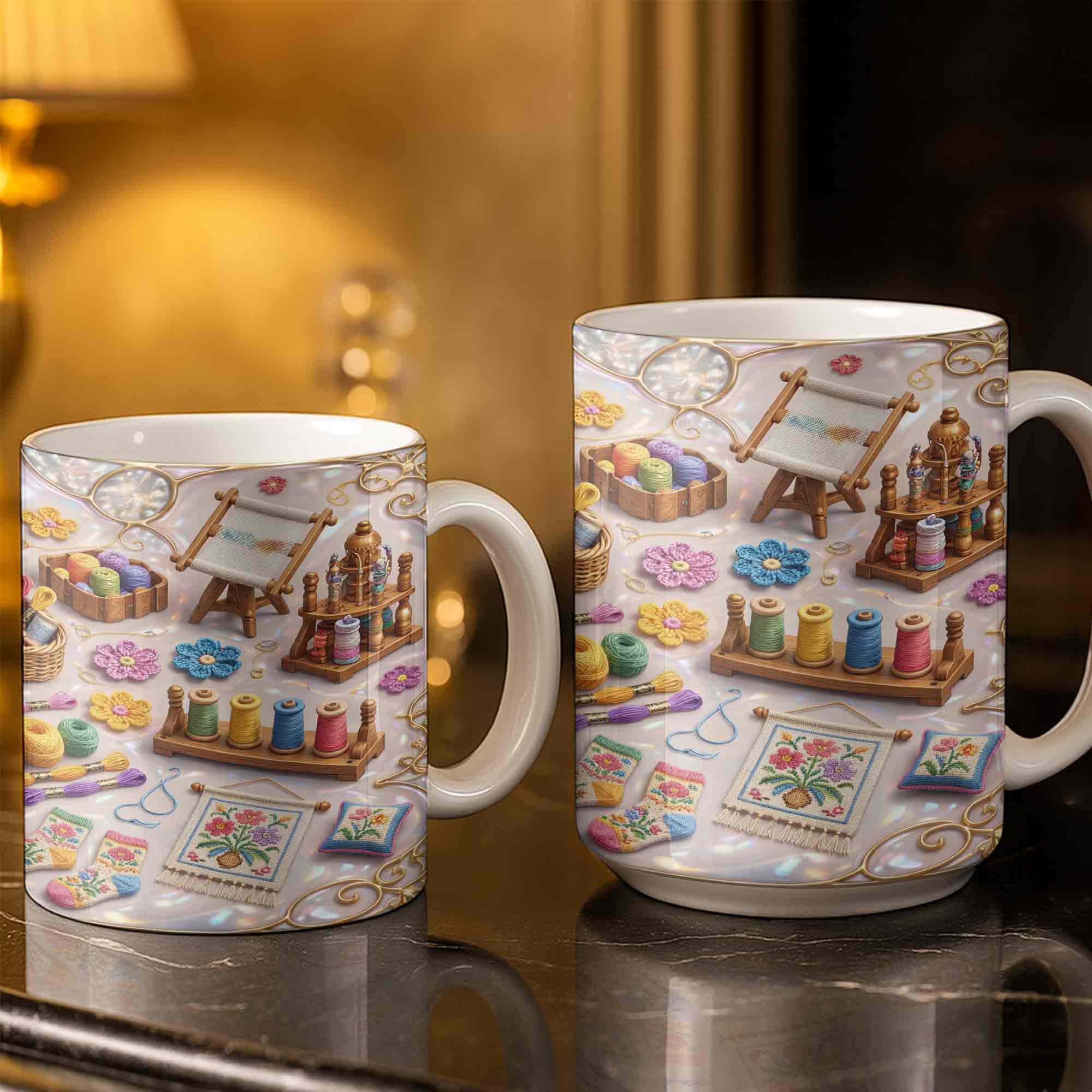 Where There Is A Needle And Thread Embroidery Kit Art With Colorful Flowers - Personalized Custom Coffee Mug - HAND044_MG - Image 4