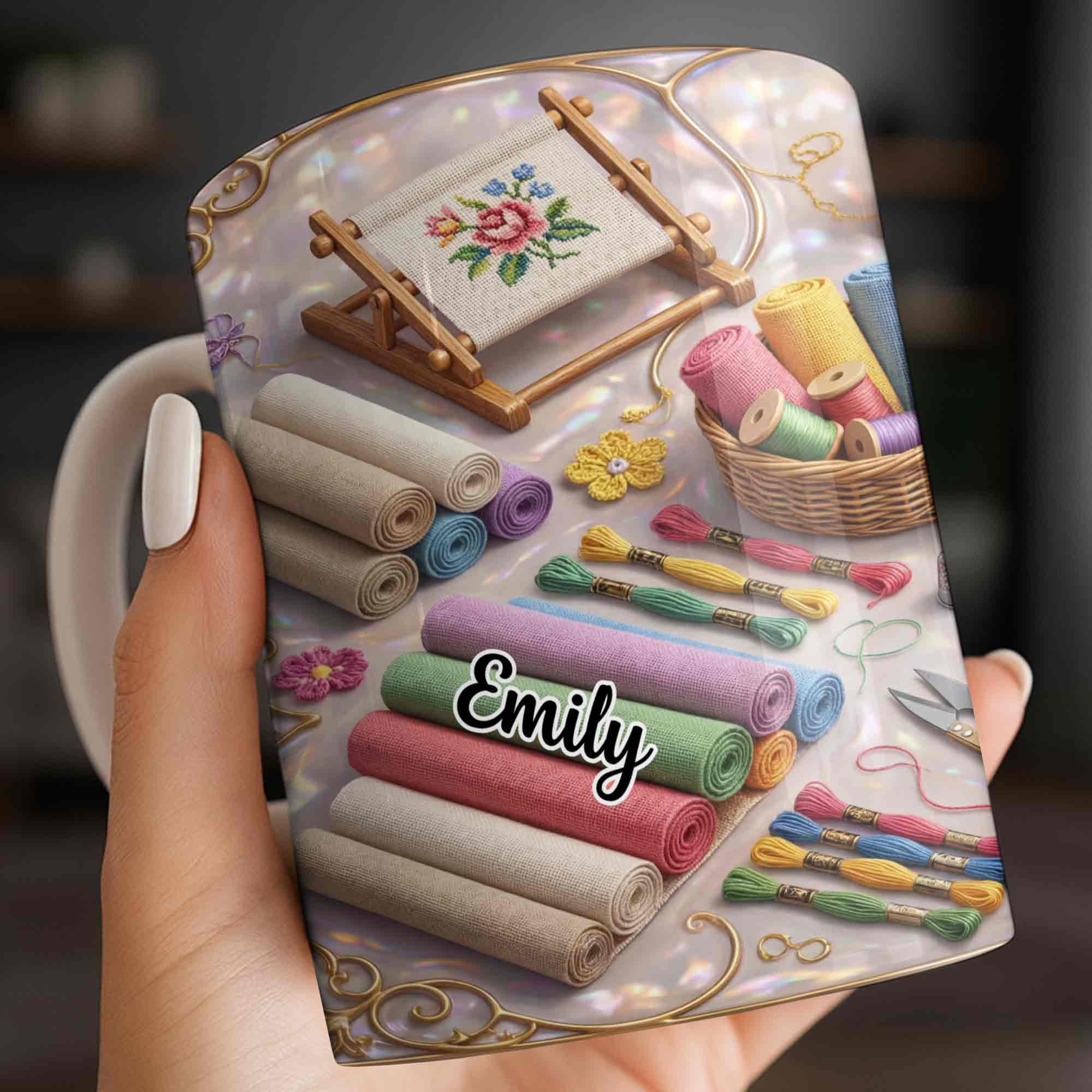 Where There Is A Needle And Thread Embroidery Kit Art With Colorful Flowers - Personalized Custom Coffee Mug - HAND044_MG - Image 5