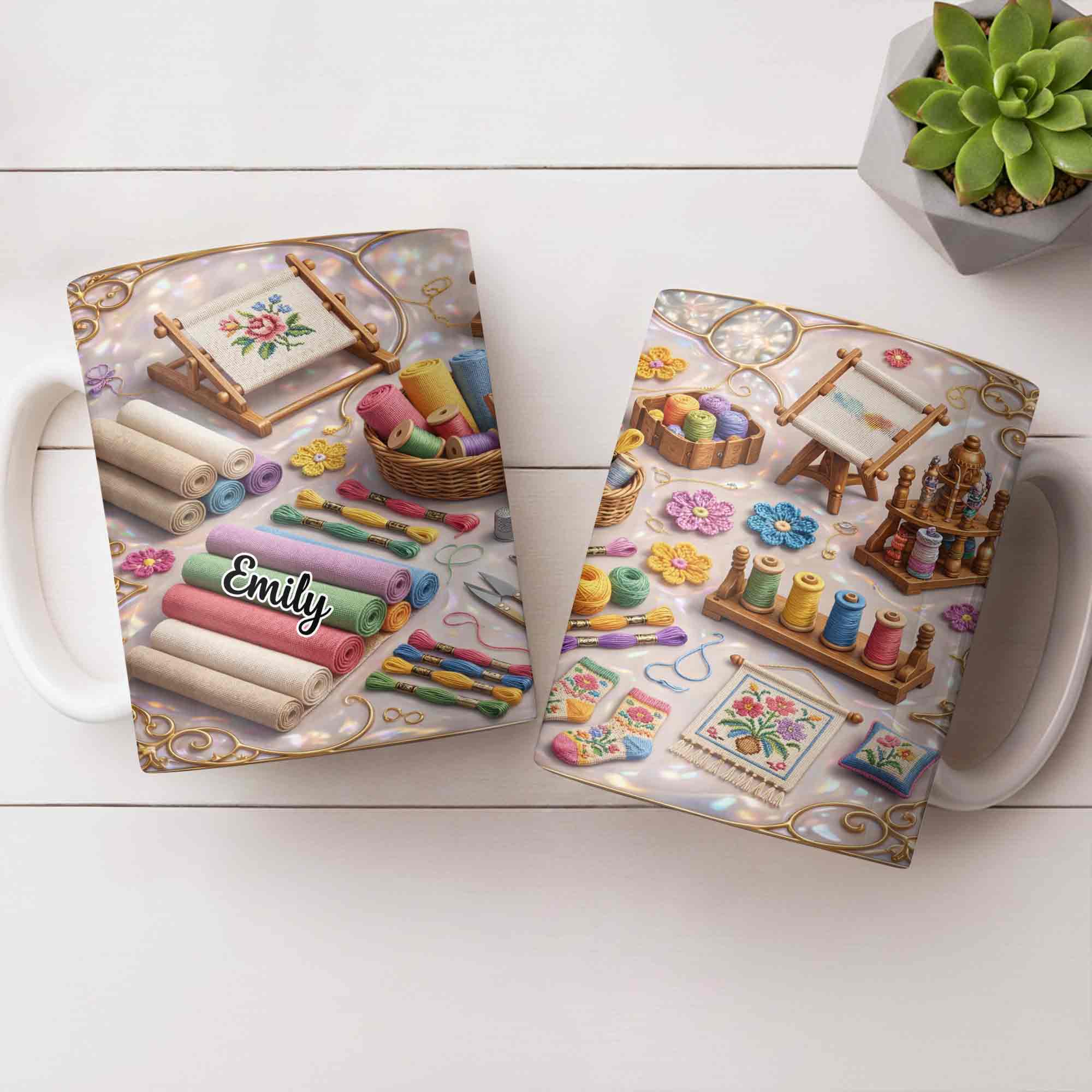 Where There Is A Needle And Thread Embroidery Kit Art With Colorful Flowers - Personalized Custom Coffee Mug - HAND044_MG - Image 7
