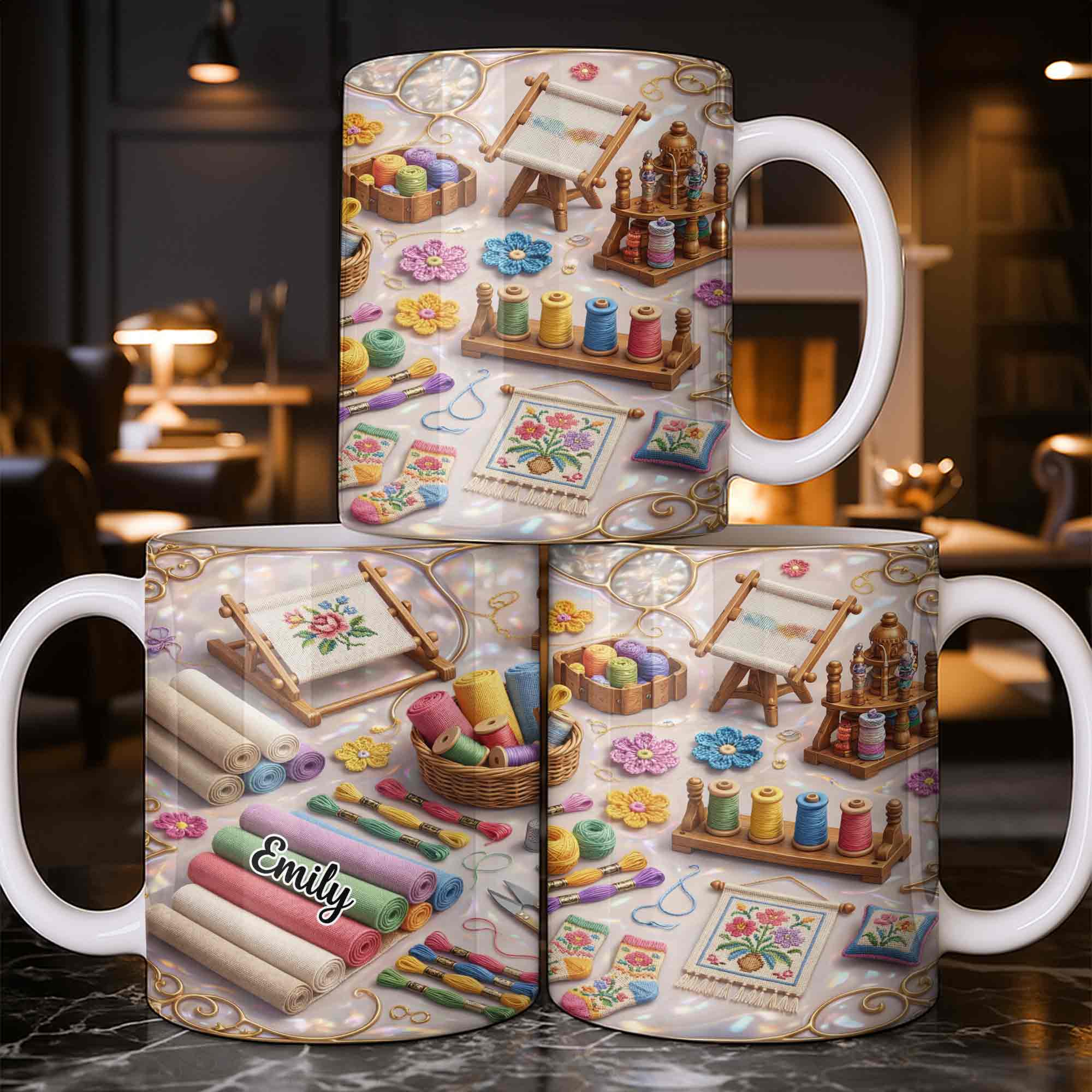 Where There Is A Needle And Thread Embroidery Kit Art With Colorful Flowers - Personalized Custom Coffee Mug - HAND044_MG - Image 8