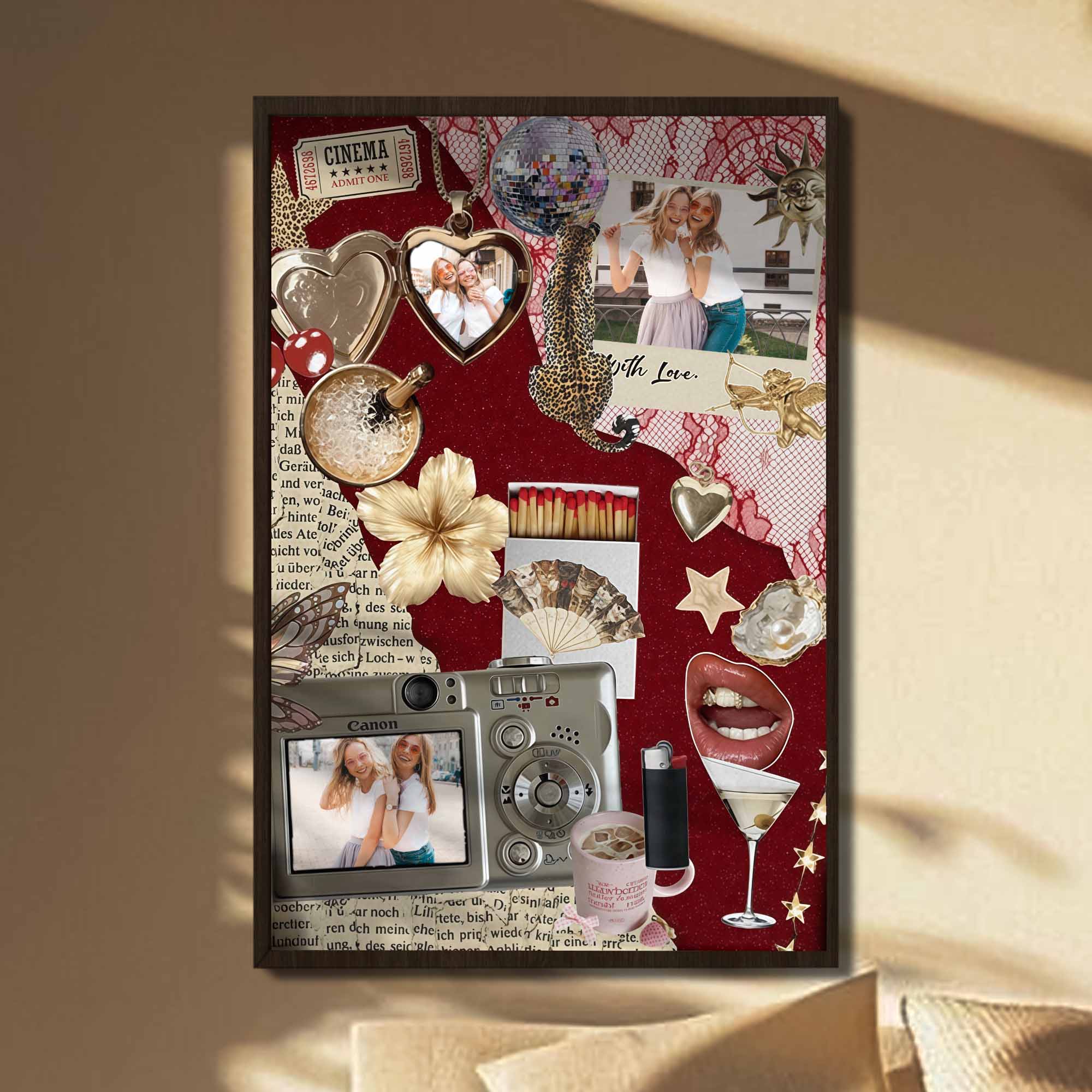 With Love Personalized Photo Collage Featuring Camera And Disco Ball - Personalized Custom Vertical Poster - BST546_VPOS - Image 2