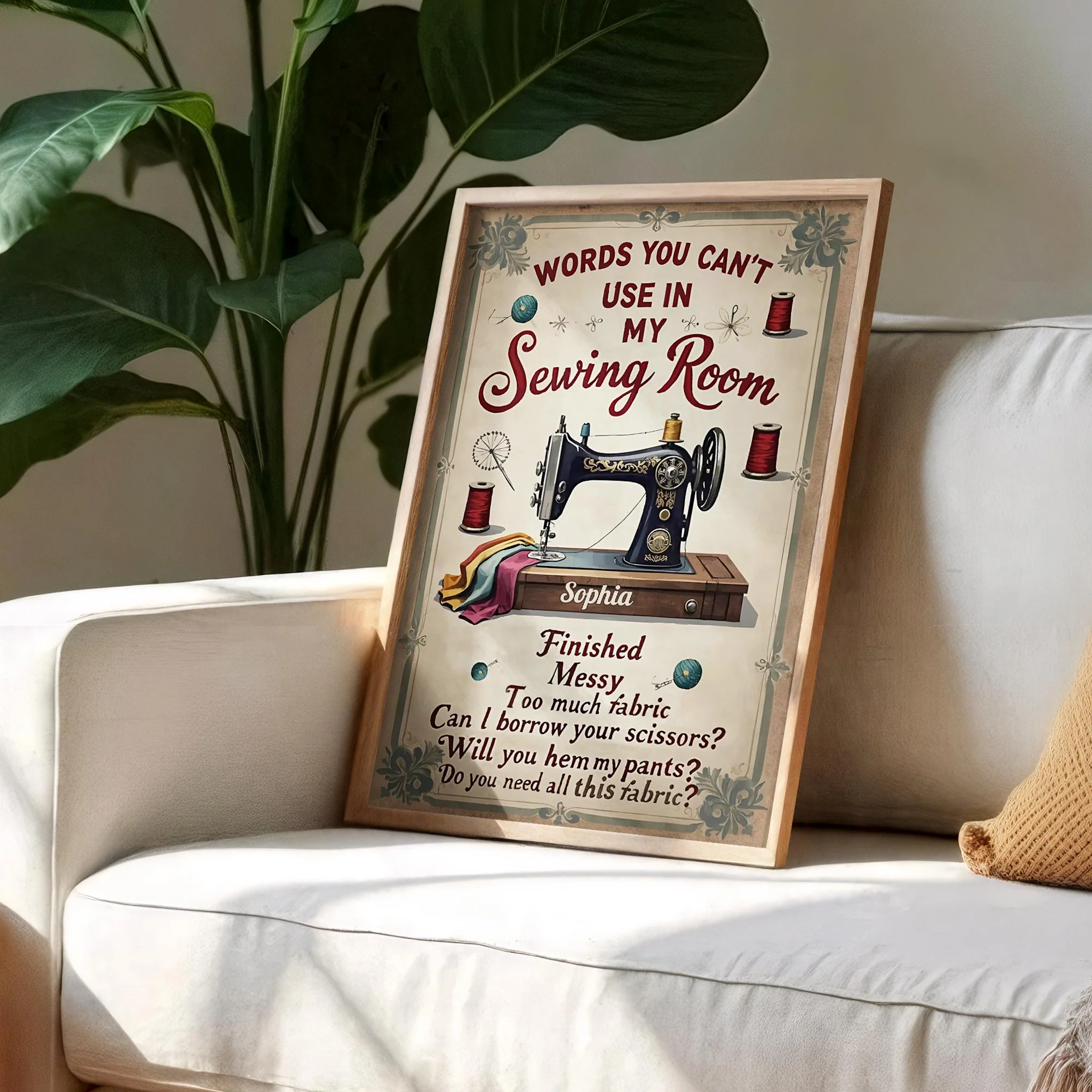 Words You Can't Use In My Sewing Room Vintage Sewing Machine - Personalized Custom Vertical Poster - HAND019_VPOS - Image 6