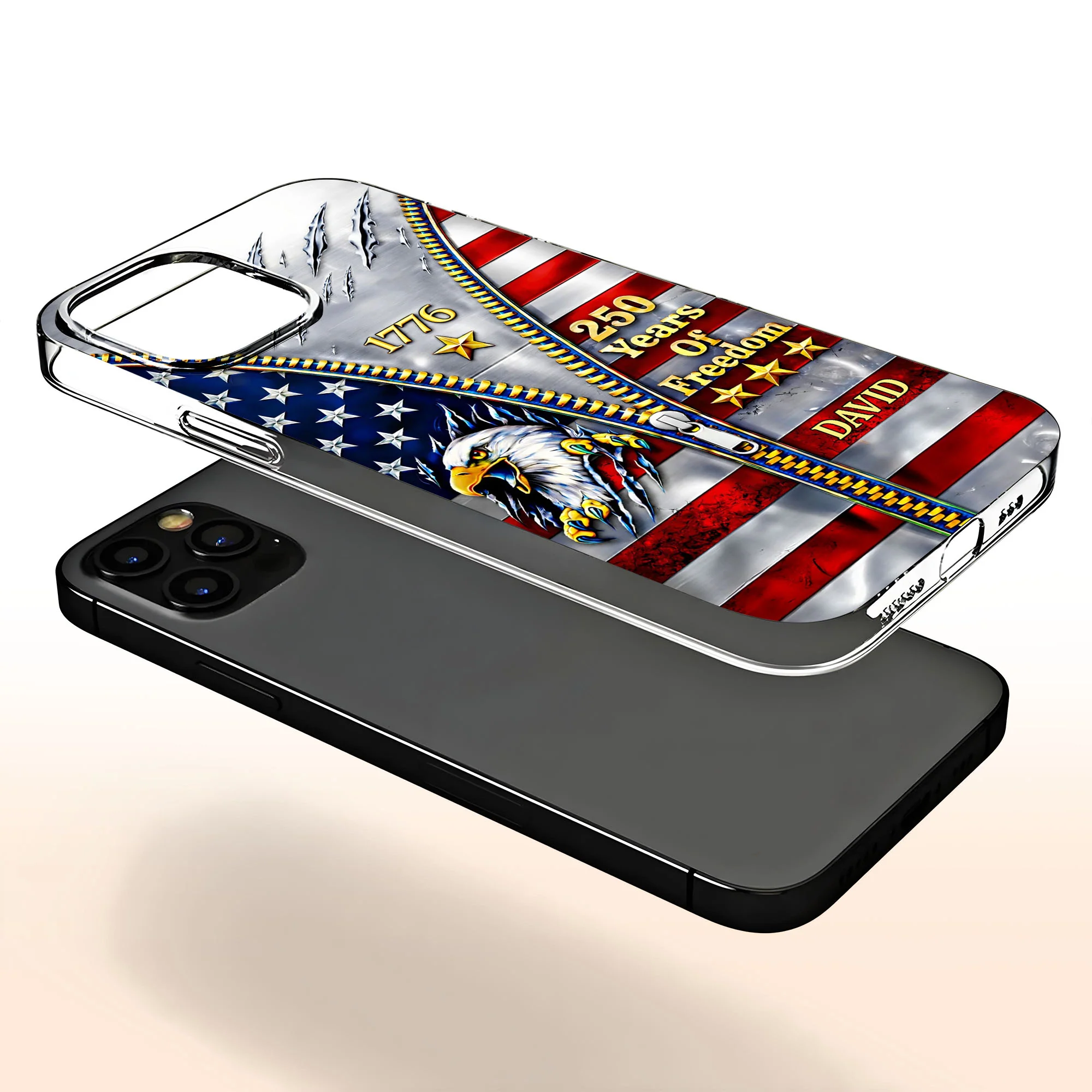 Years Of Freedom American Flag Eagle With Zipper - Personalized Clear Phone Case - INDE050_PHC - Image 4