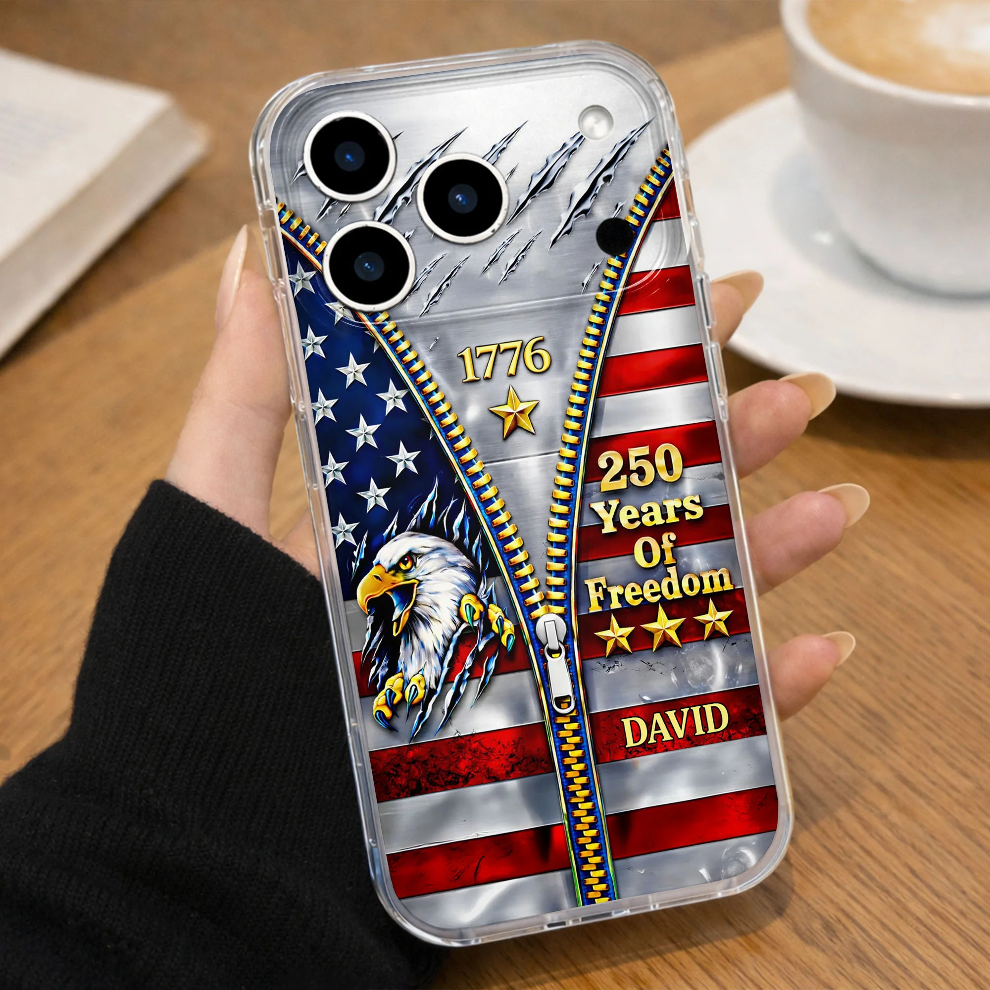 Years Of Freedom American Flag Eagle With Zipper - Personalized Clear Phone Case - INDE050_PHC - Image 6