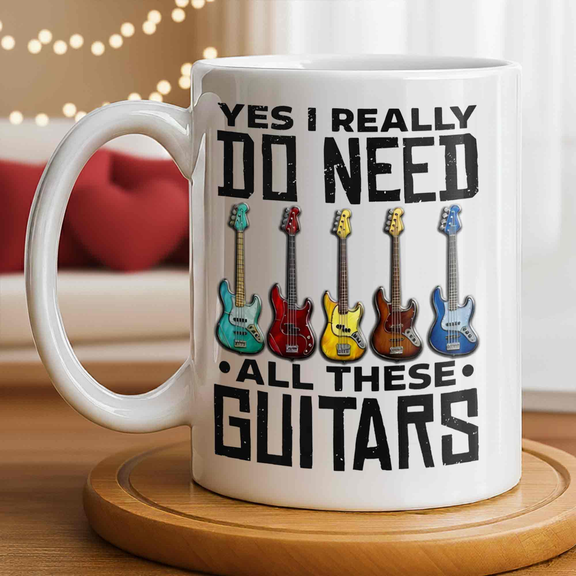 Yes I Really Do Need All These Guitars Colorful Electric Guitars - Personalized Custom Coffee Mug - MUSIC051_MG - Image 2