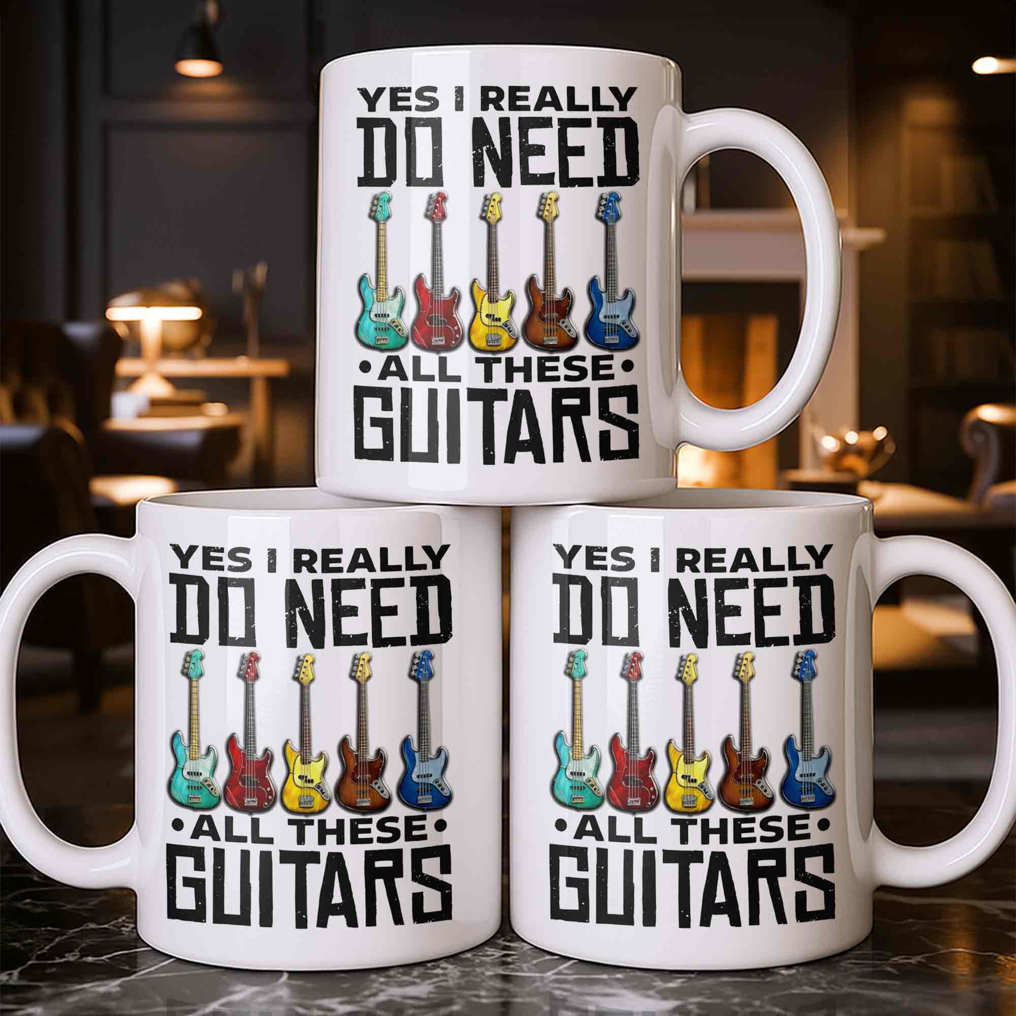Yes I Really Do Need All These Guitars Colorful Electric Guitars - Personalized Custom Coffee Mug - MUSIC051_MG - Image 8