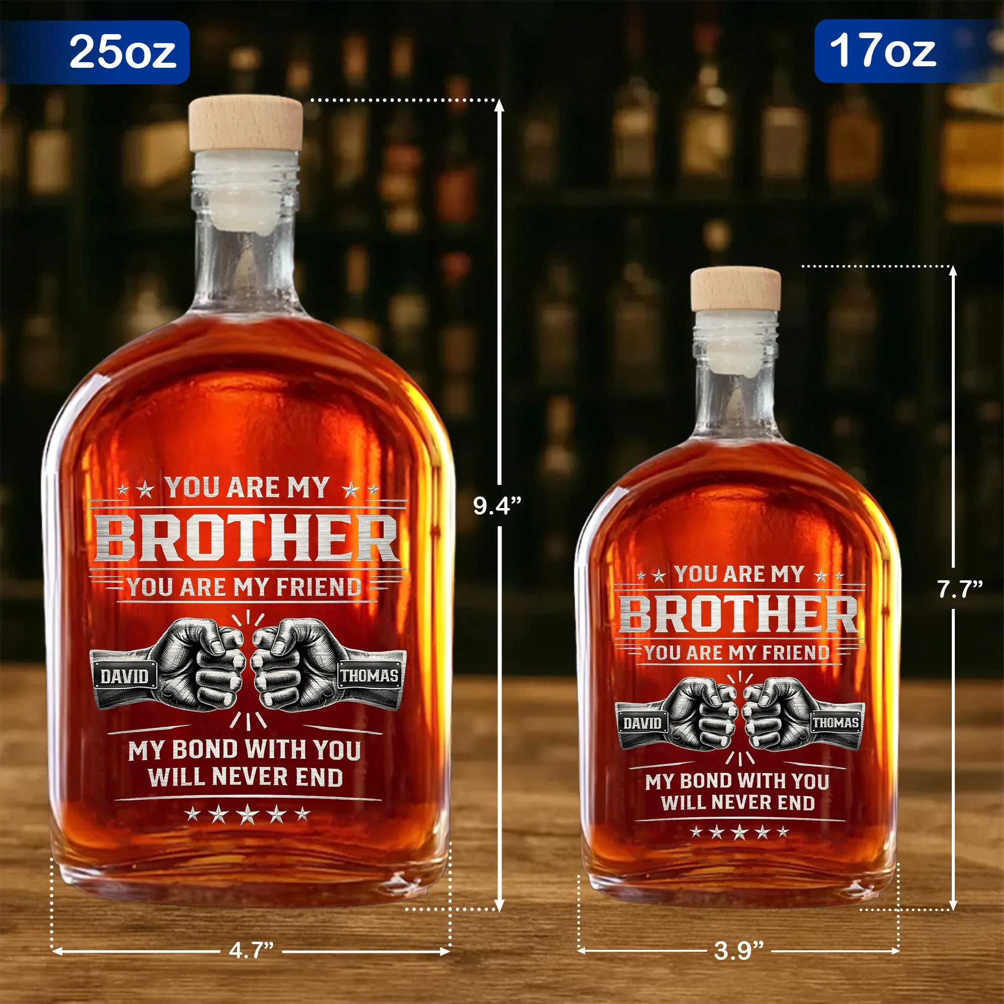 You Are My Brother My Bond With You Will Never End Fist Bump - Personalized Whiskey Bottle - BRT011_WHIBA - Image 6