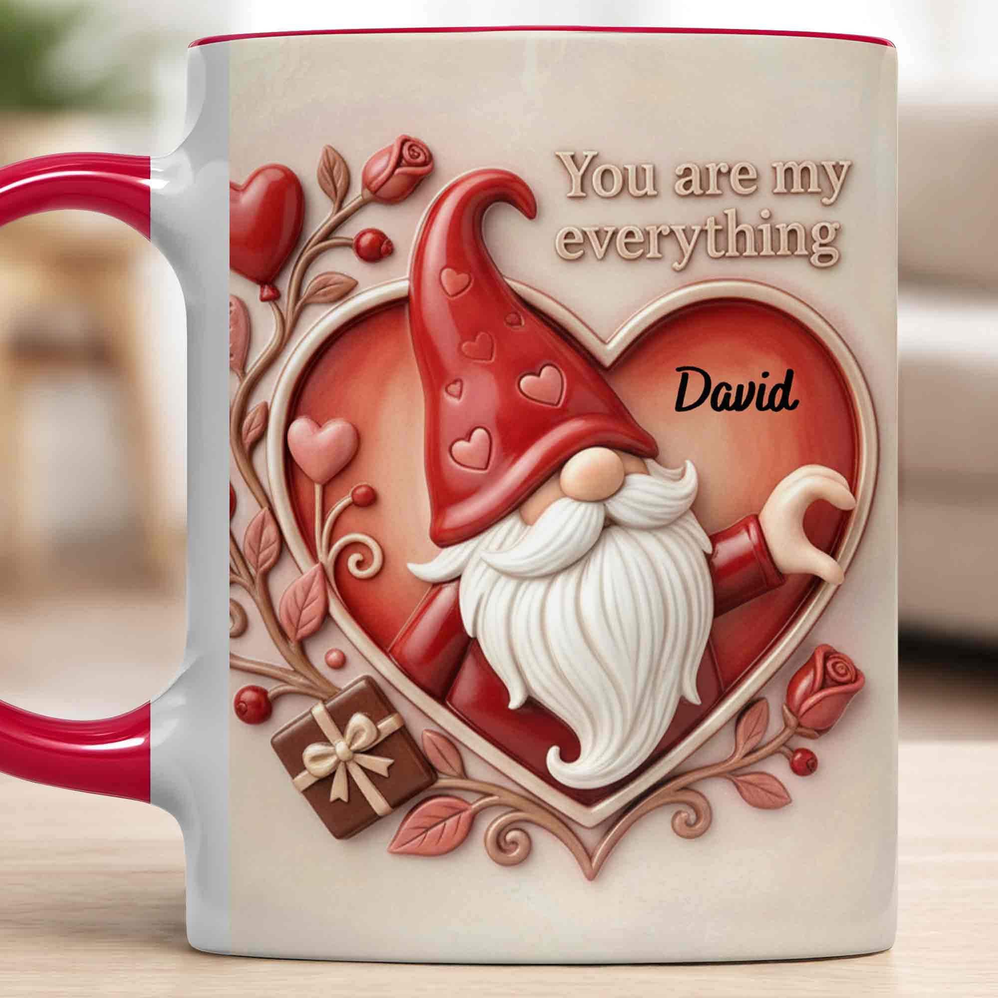You Are My Everything Romantic Gnome With Hearts And Roses - Personalized Custom Accent Mug - CPL1402_AMUG - Image 10