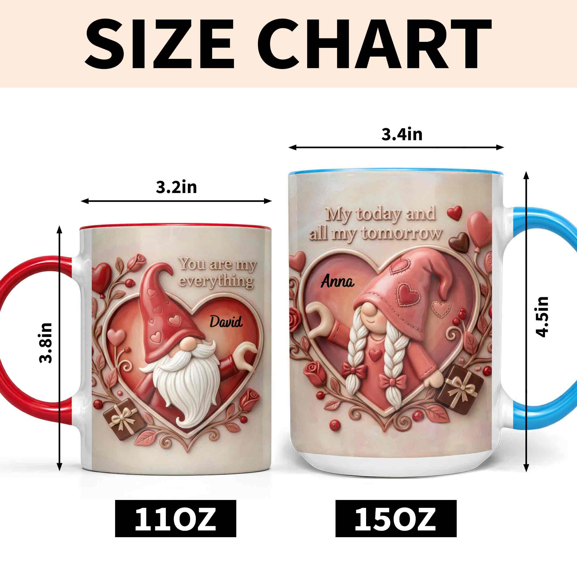 You Are My Everything Romantic Gnome With Hearts And Roses - Personalized Custom Accent Mug - CPL1402_AMUG - Image 7