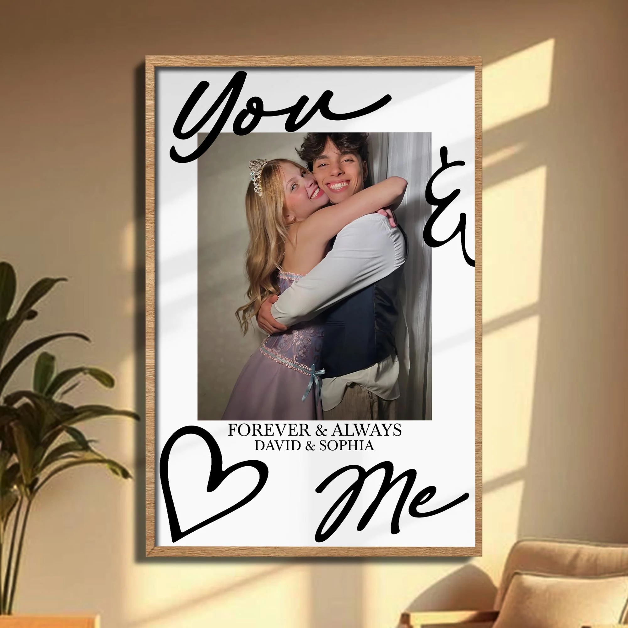 You & Me Forever & Always Custom Photo Heart Portrait - Personalized Custom Vertical Poster - CPL1359_VPOS - Image 4