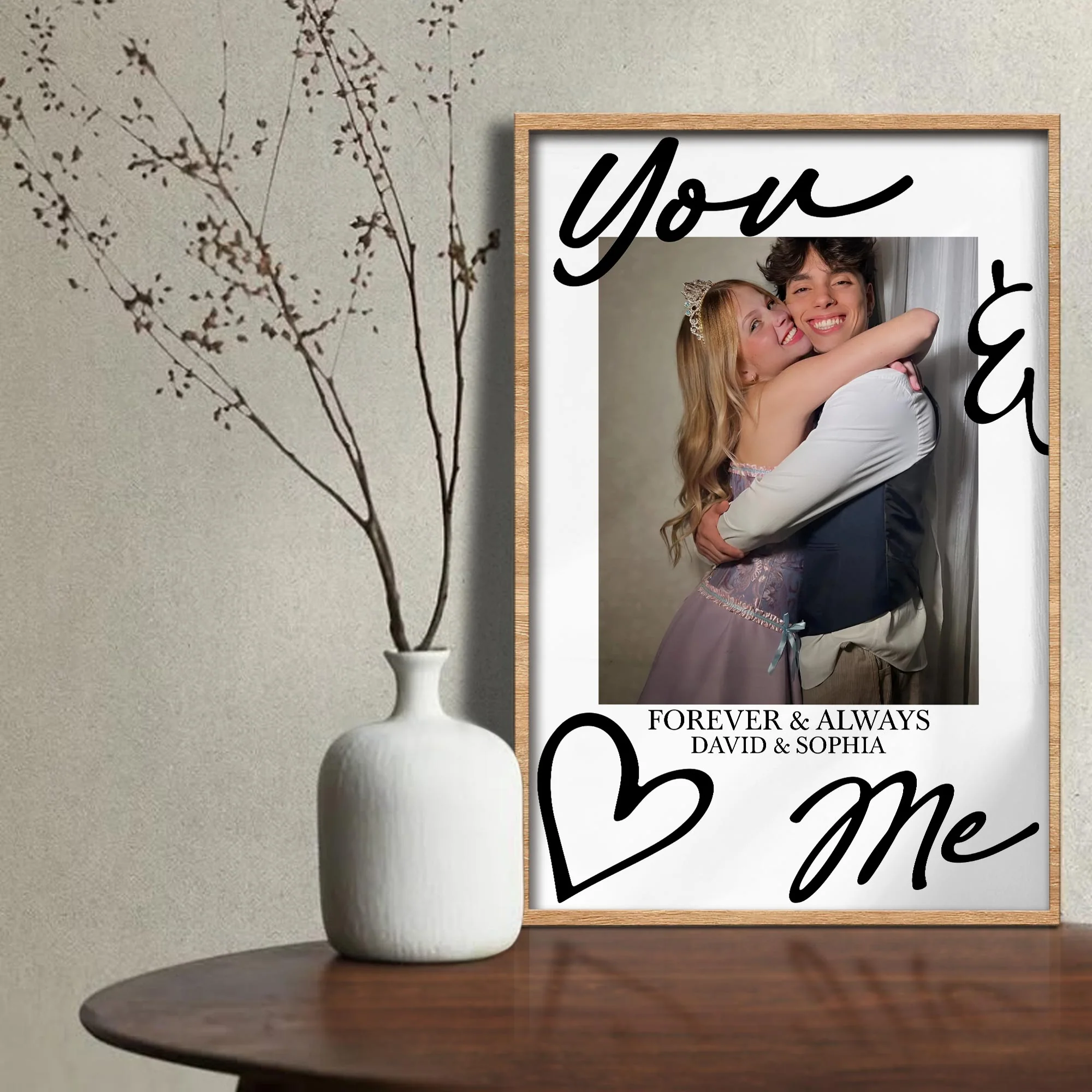 You & Me Forever & Always Custom Photo Heart Portrait - Personalized Custom Vertical Poster - CPL1359_VPOS - Image 5