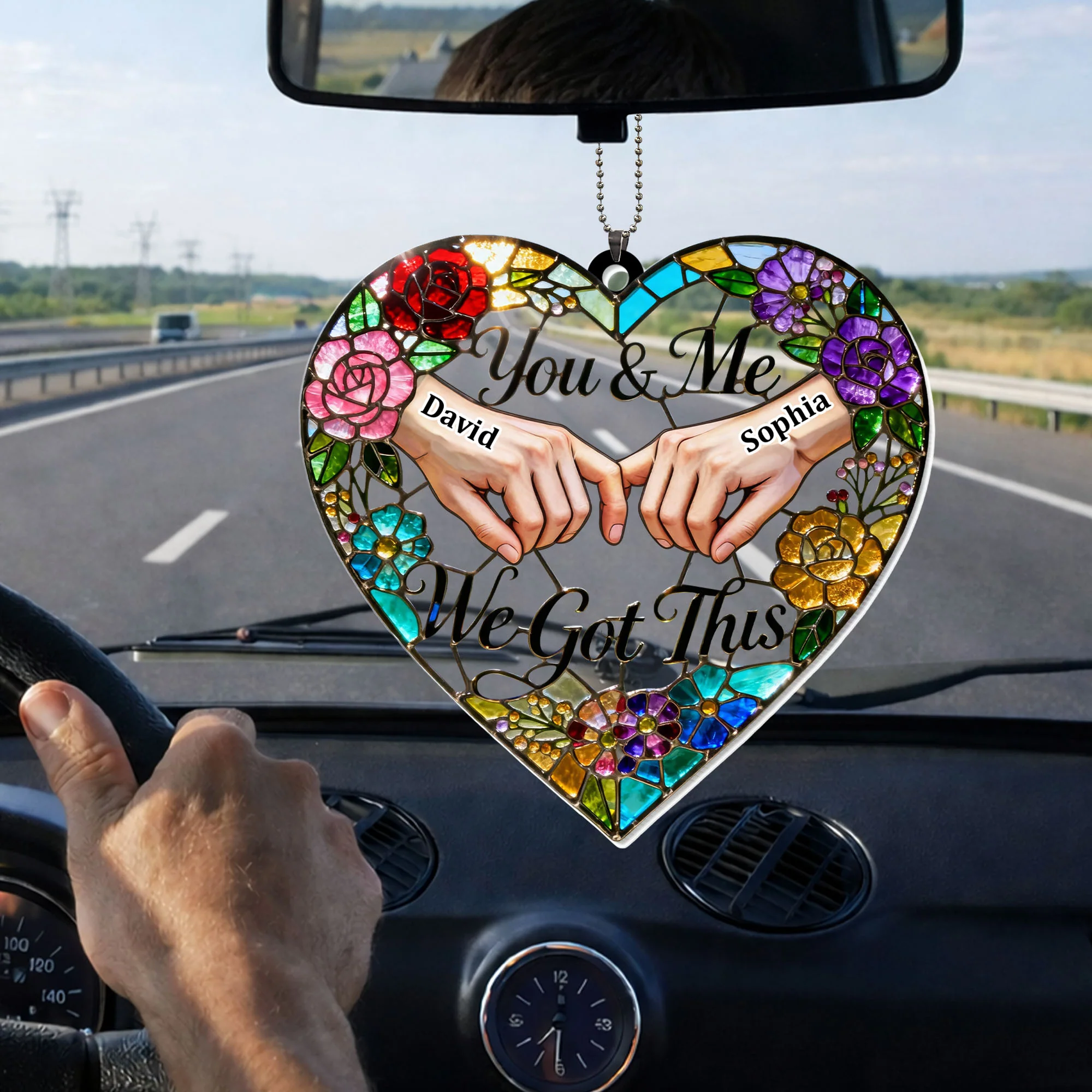 You & Me We Got This Heart Stained Glass Floral Ornament - Personalized Custom Acrylic Ornament, Car Hanging Ornament - CPL1382_ACA - Image 4