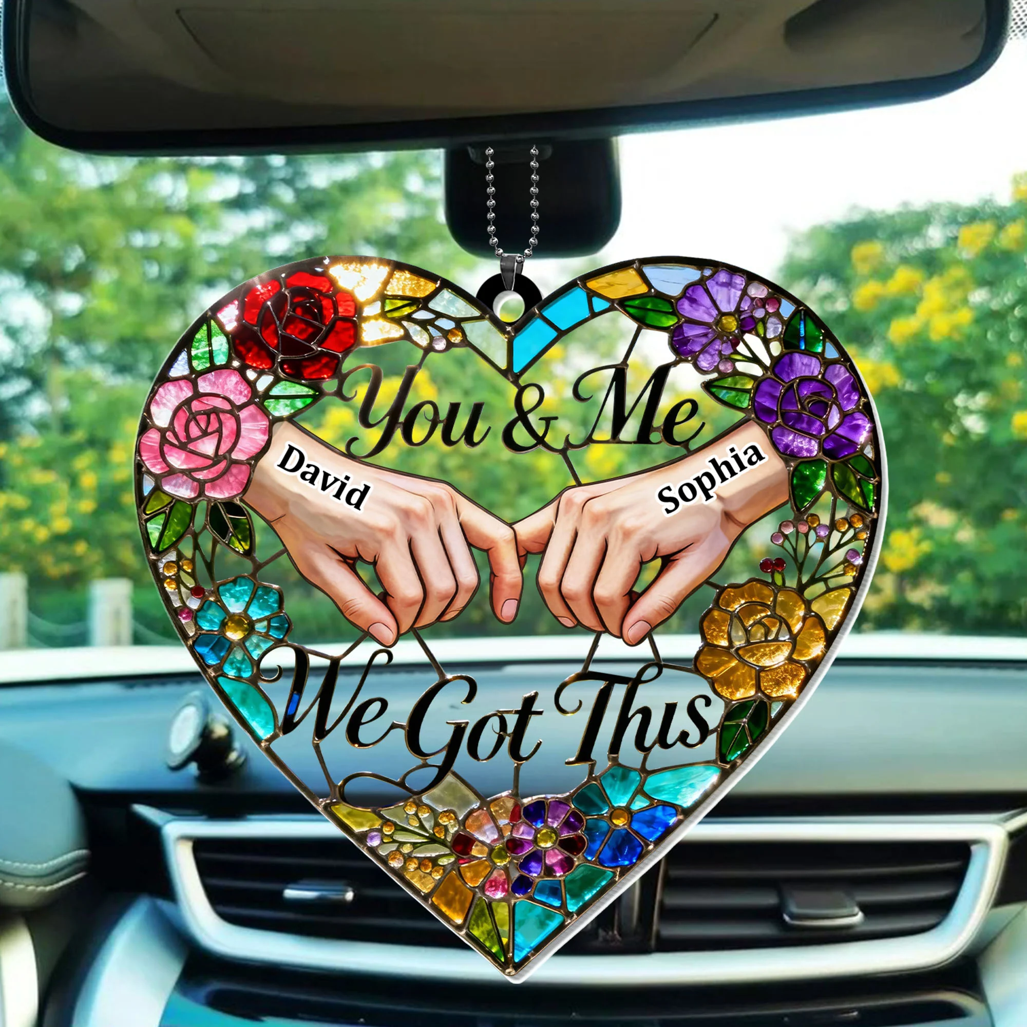 You & Me We Got This Heart Stained Glass Floral Ornament - Personalized Custom Acrylic Ornament, Car Hanging Ornament - CPL1382_ACA - Image 5