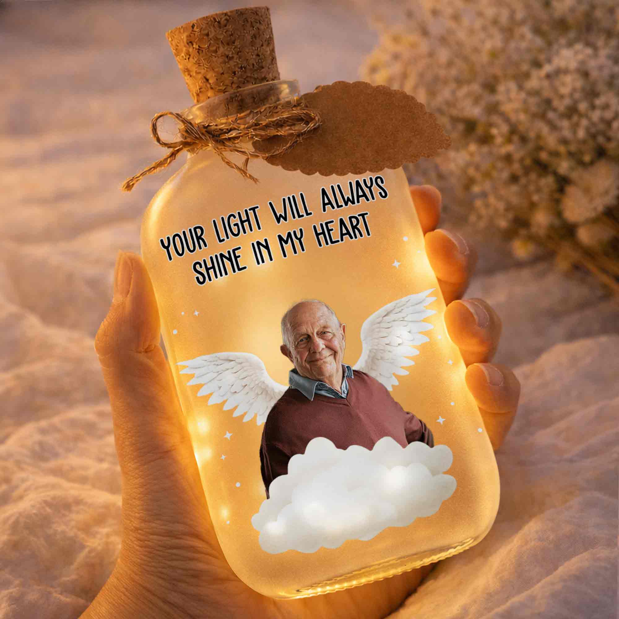Your Light Will Always Shine In My Heart Angel Wings Clouds - Personalized Short Bottle Light - HME325_SBOLI - Image 5