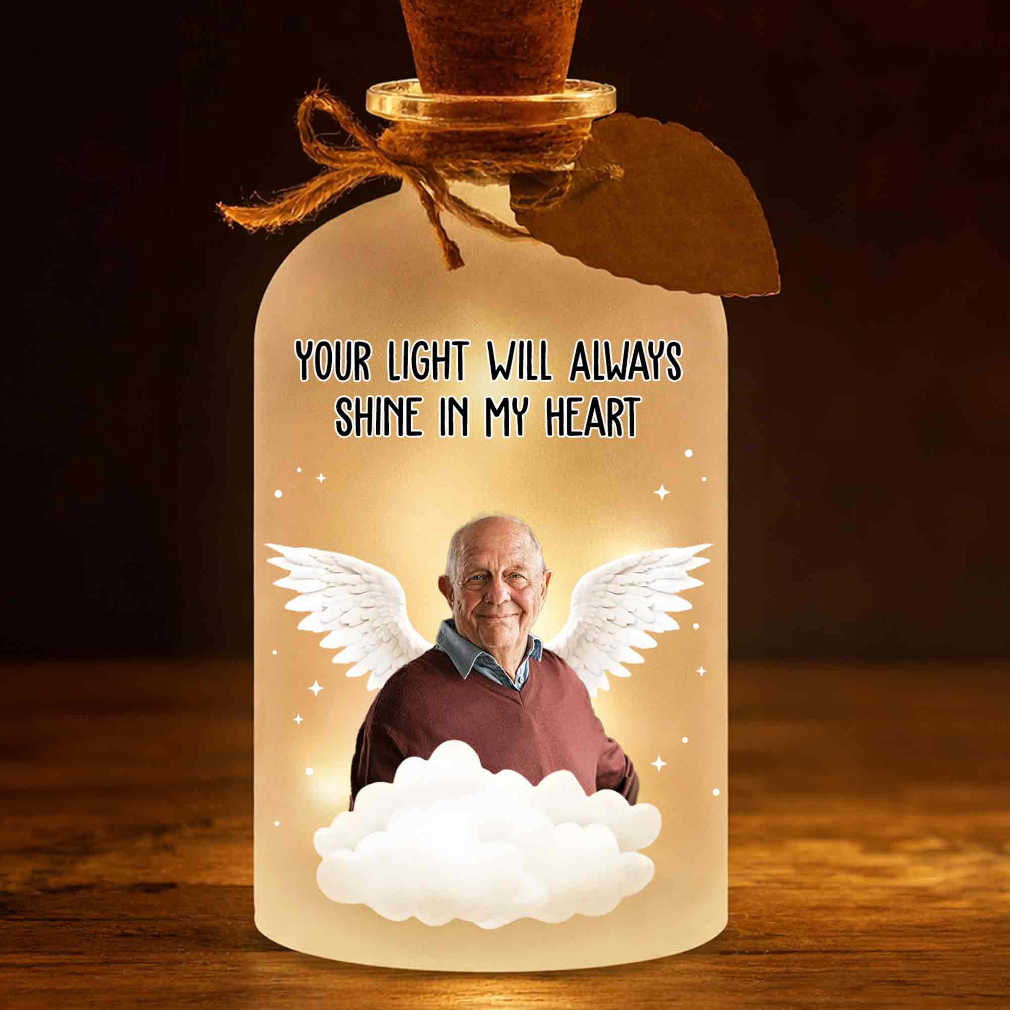 Your Light Will Always Shine In My Heart Angel Wings Clouds - Personalized Short Bottle Light - HME325_SBOLI - Image 9